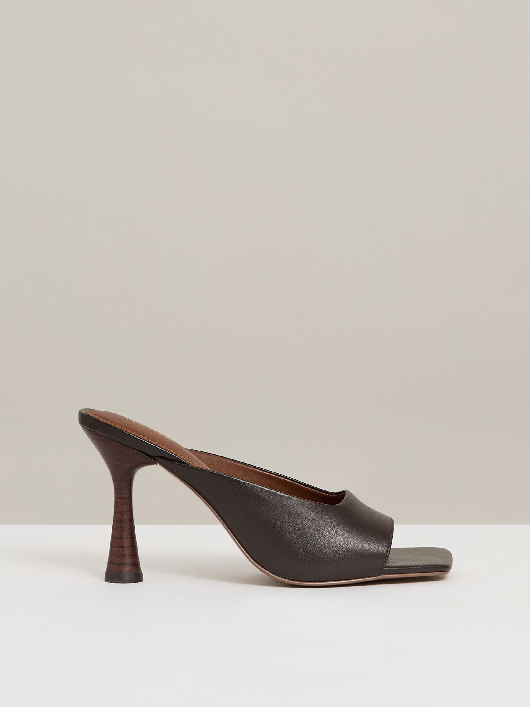Leather Heeled Mules in Chocolate (F72838) | €195