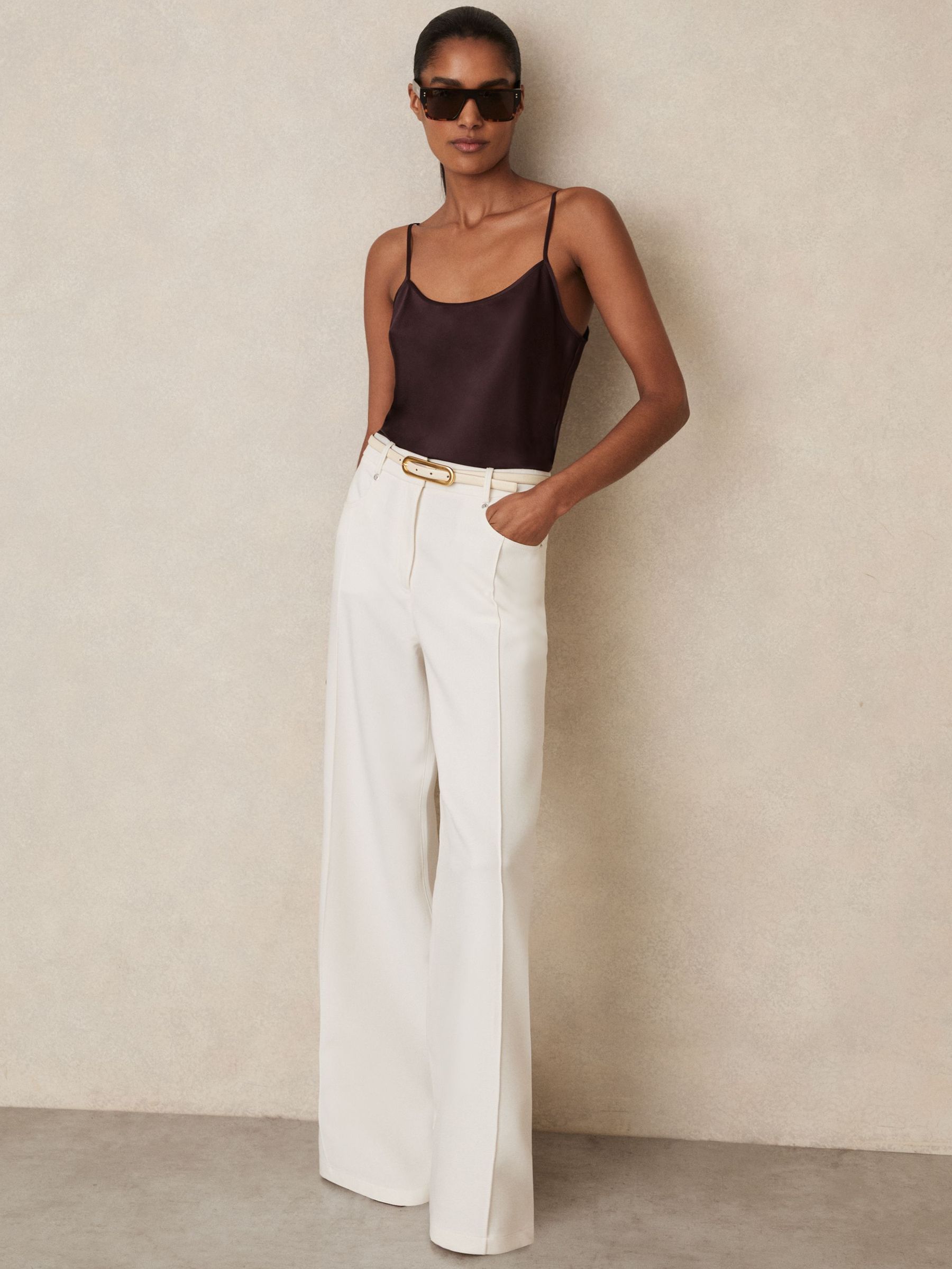 Silk Cami Top in Burgundy (F74183) | US$160