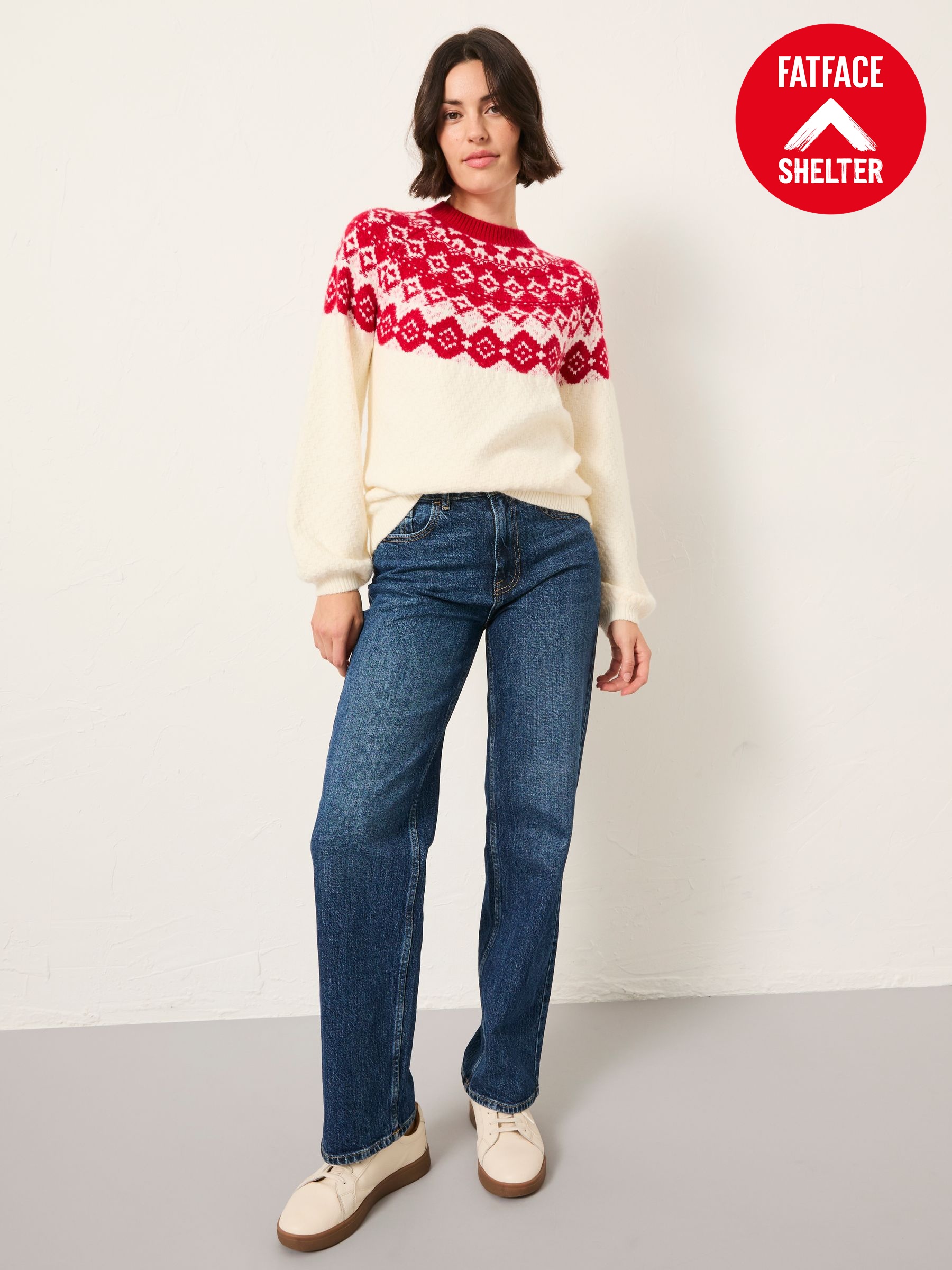 Ivory Shelter Knitted Fairisle Crew Neck Jumper (F75773) | €76.50