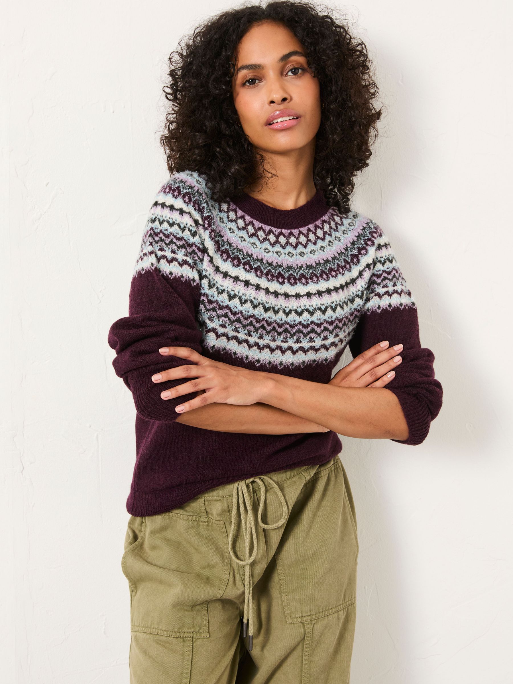 Franki Purple Fairisle Knitted Crew (F75793) | €76.50