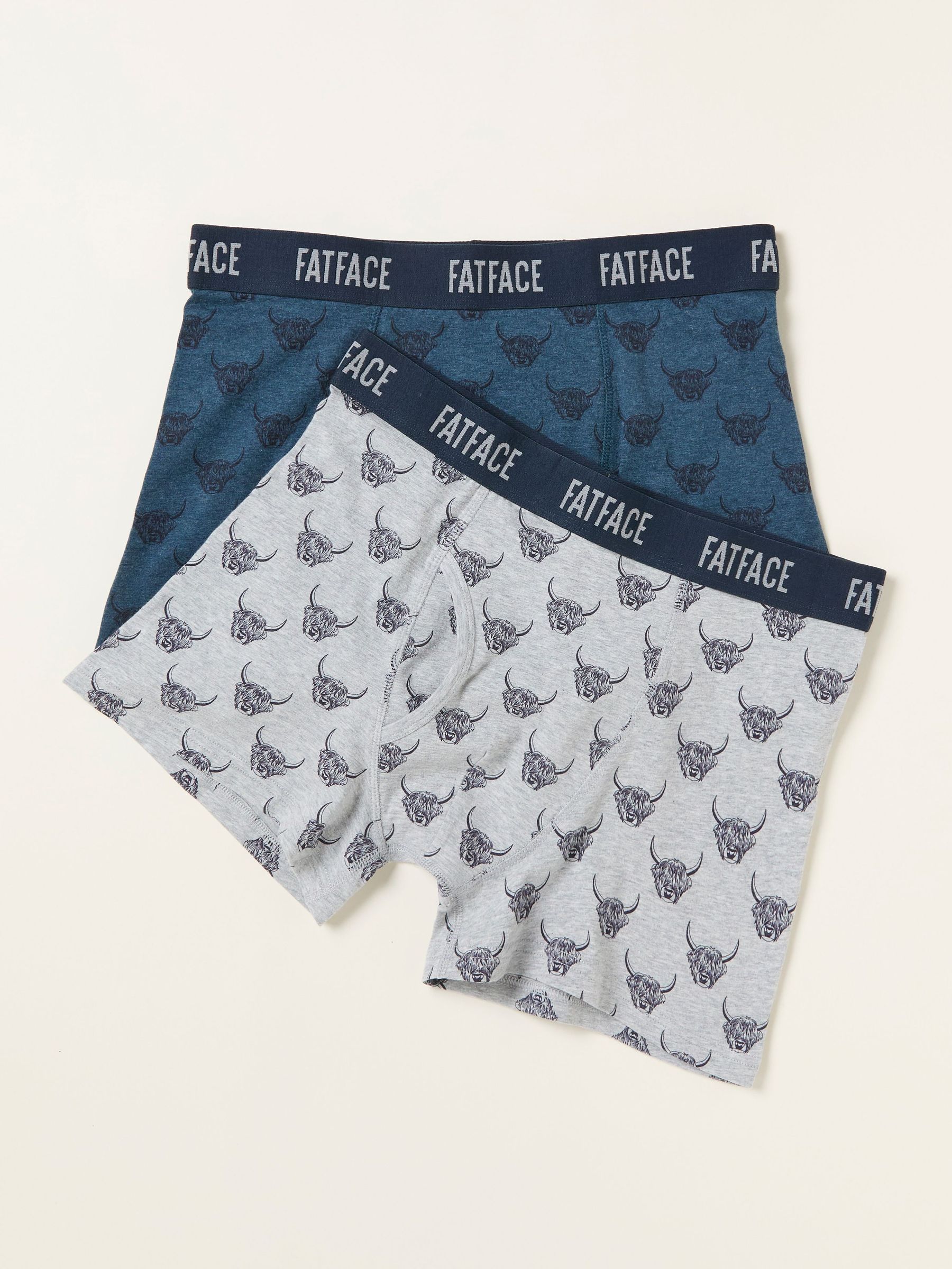 Teal Blue 2 Pack of Highland Cow Boxers (F77135) | €29
