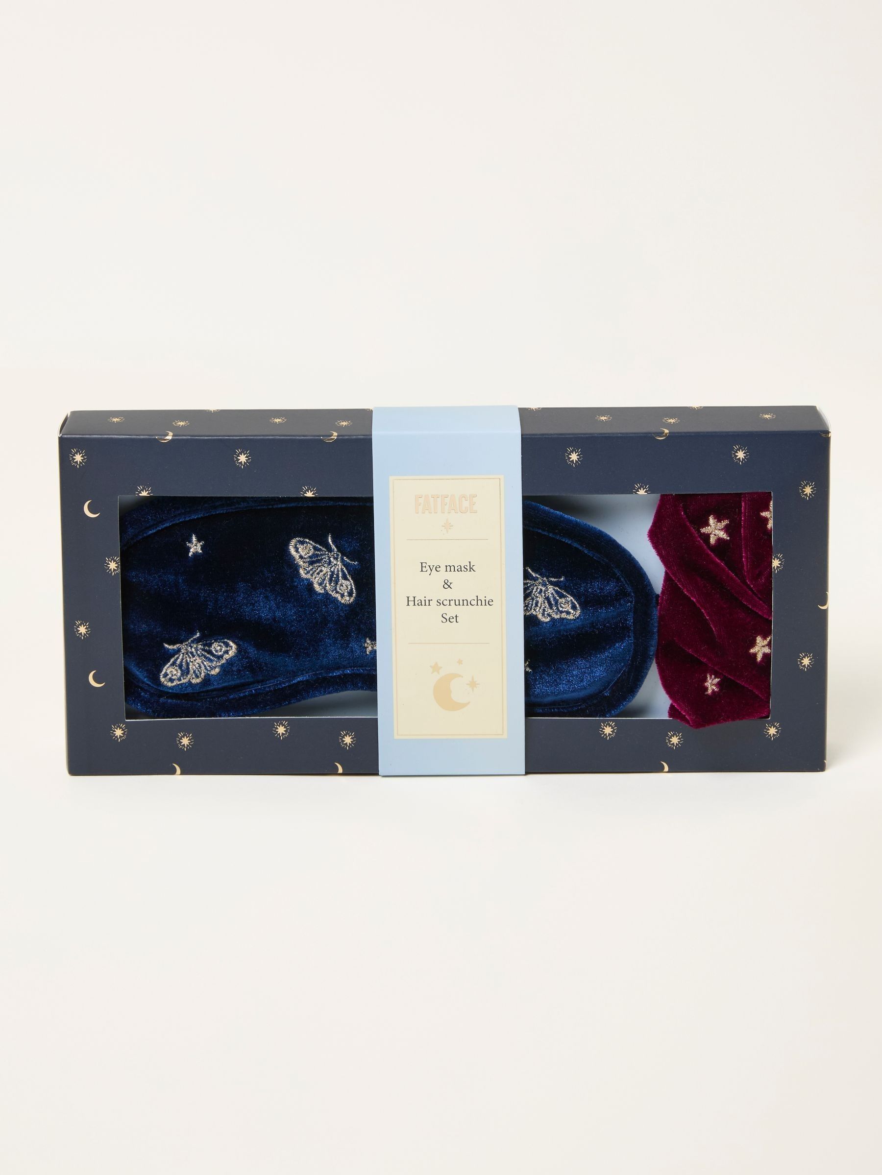 Multi Embroidered Moth Eye Mask and Star Scrunchie Gift Set (F77251) | $31