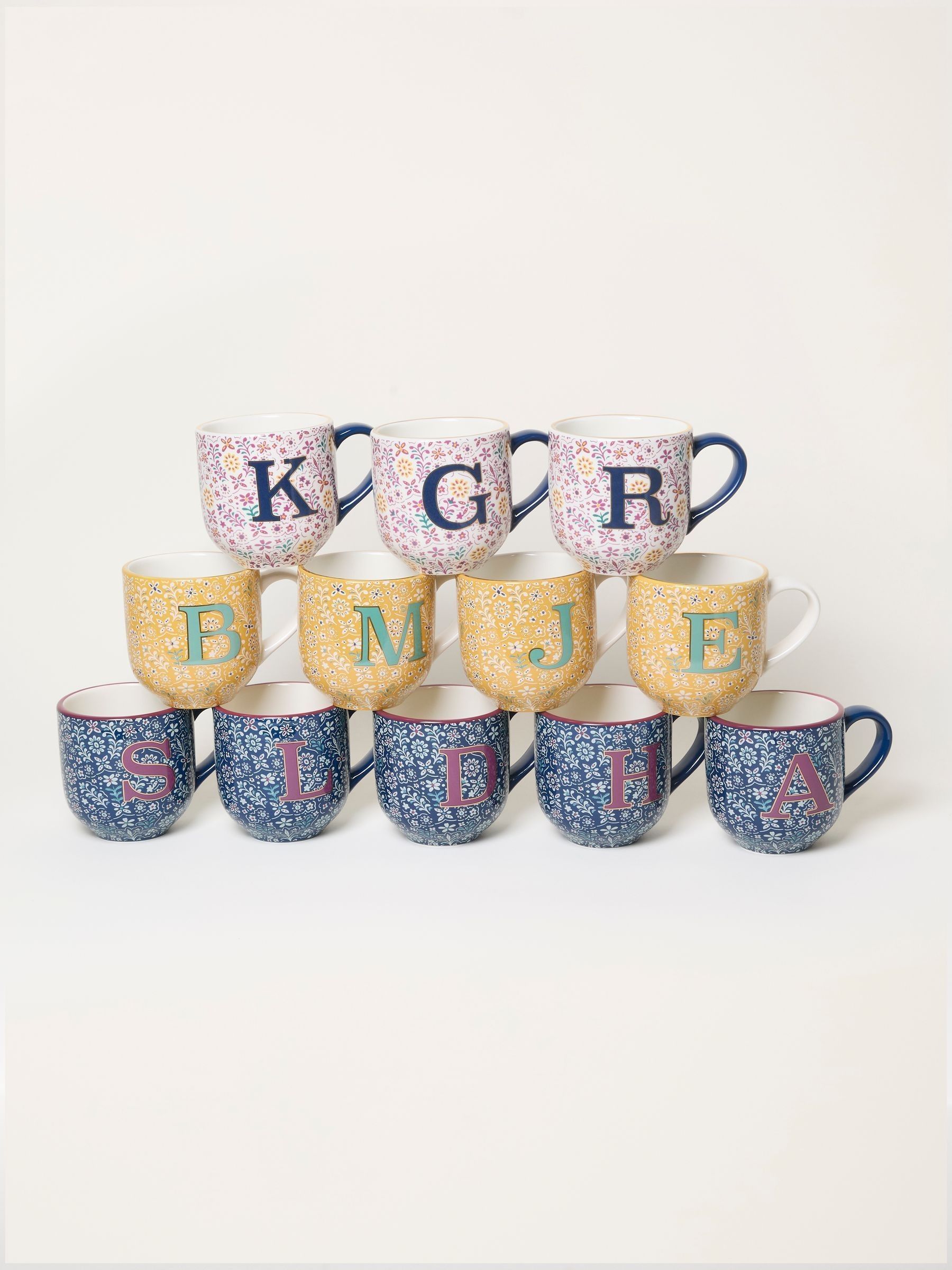 Multi Alphabet Floral Mug (F77288) | $25