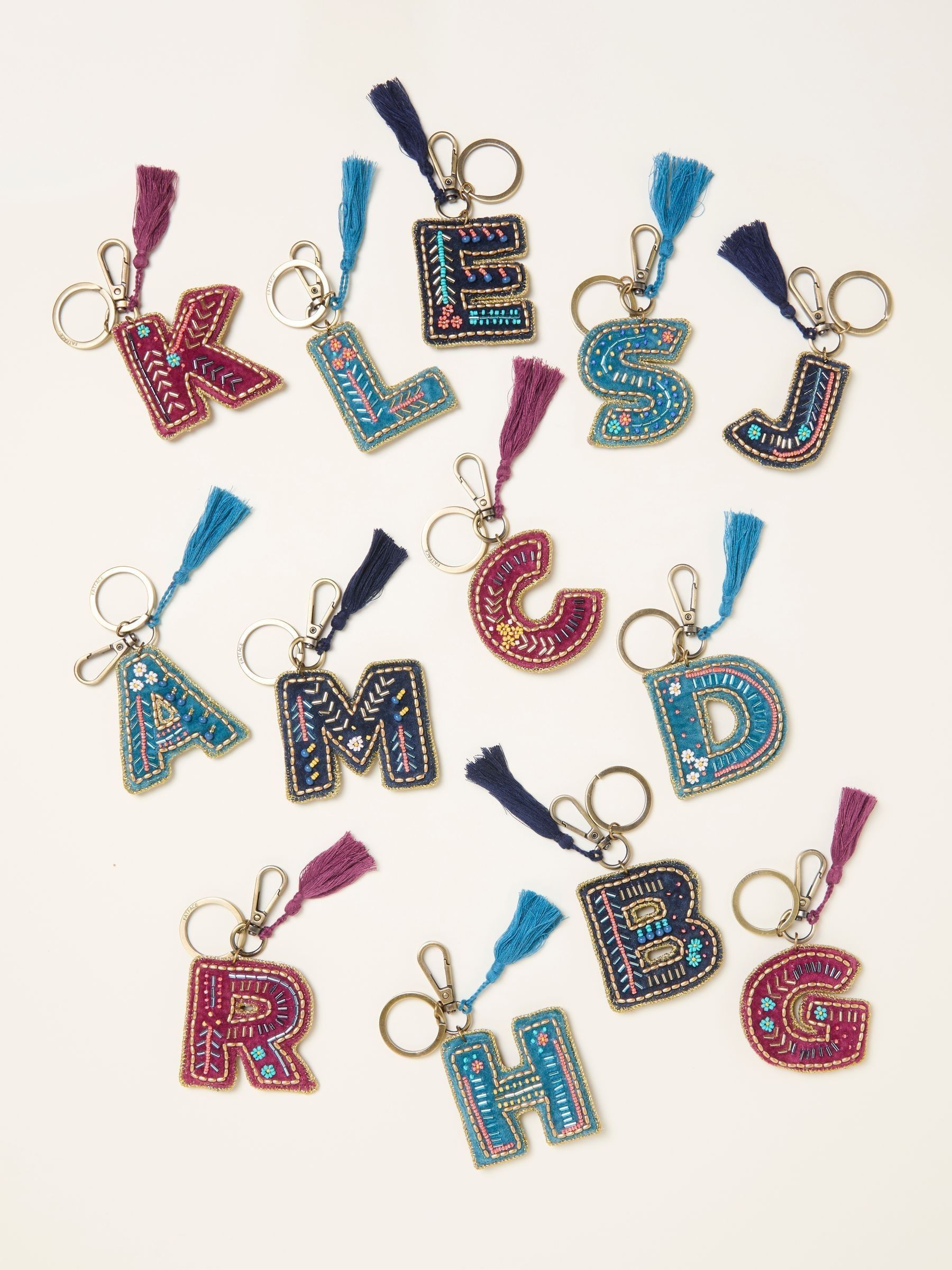 Multi Alphabet Beaded Bag Charm Keyring (F77451) | €11