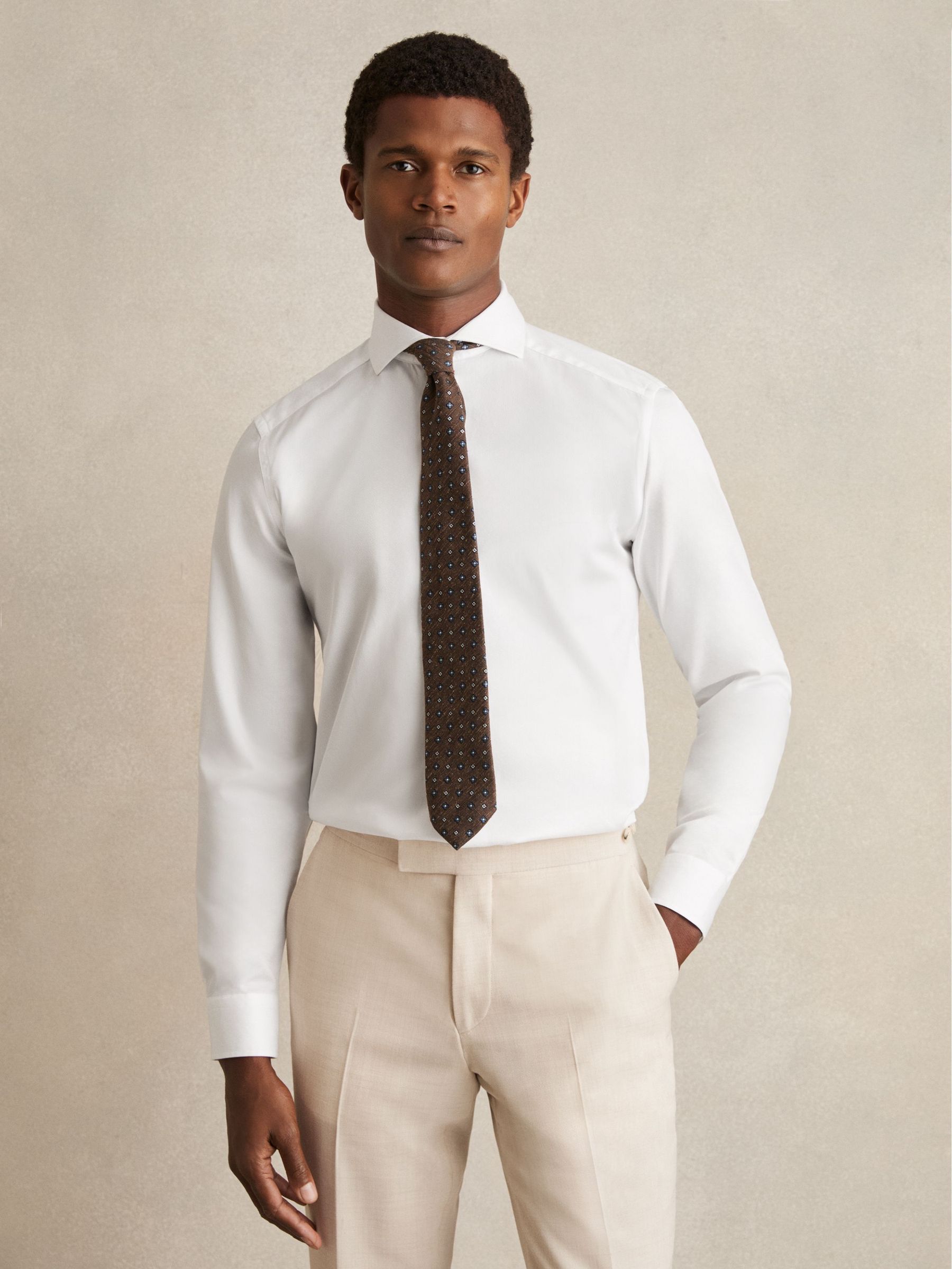Cotton-Twill Two-Fold Shirt Slim-Fit in White (F77497) | US$145