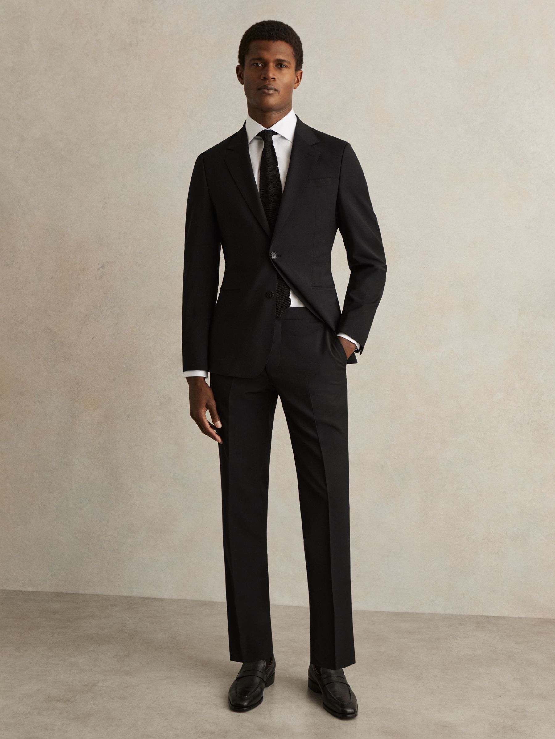Slim-Fit Wool-Blend Suit Trousers in Black (F77537) | US$210