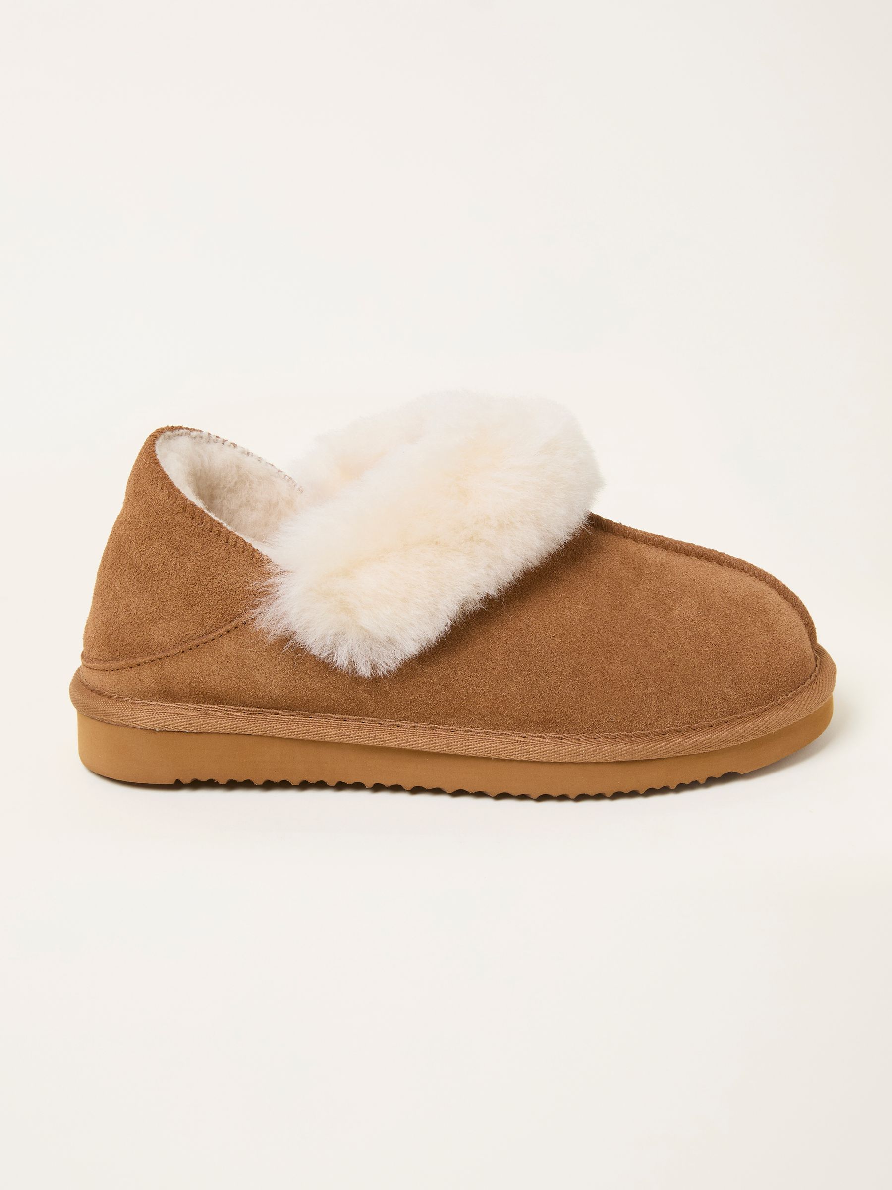 Tan Brown Sheepskin Fold Down Slipper (F78086) | €65