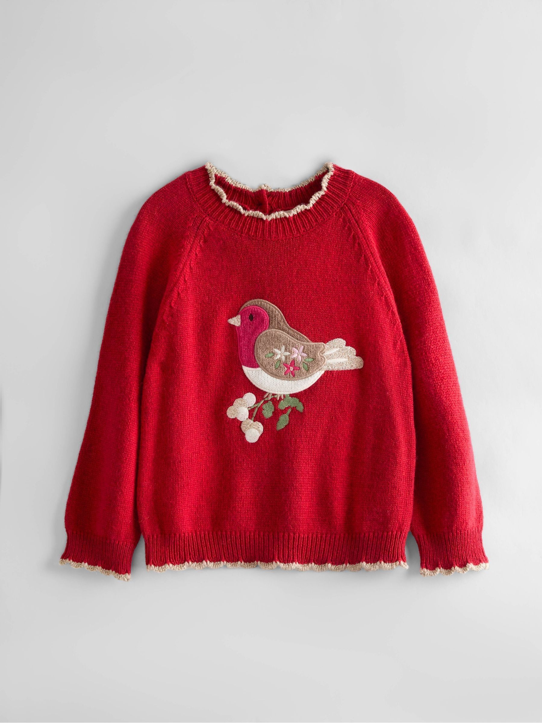 Red Robin Christmas Crew Neck Appliqué Jumper (F78609) | $46 - $51