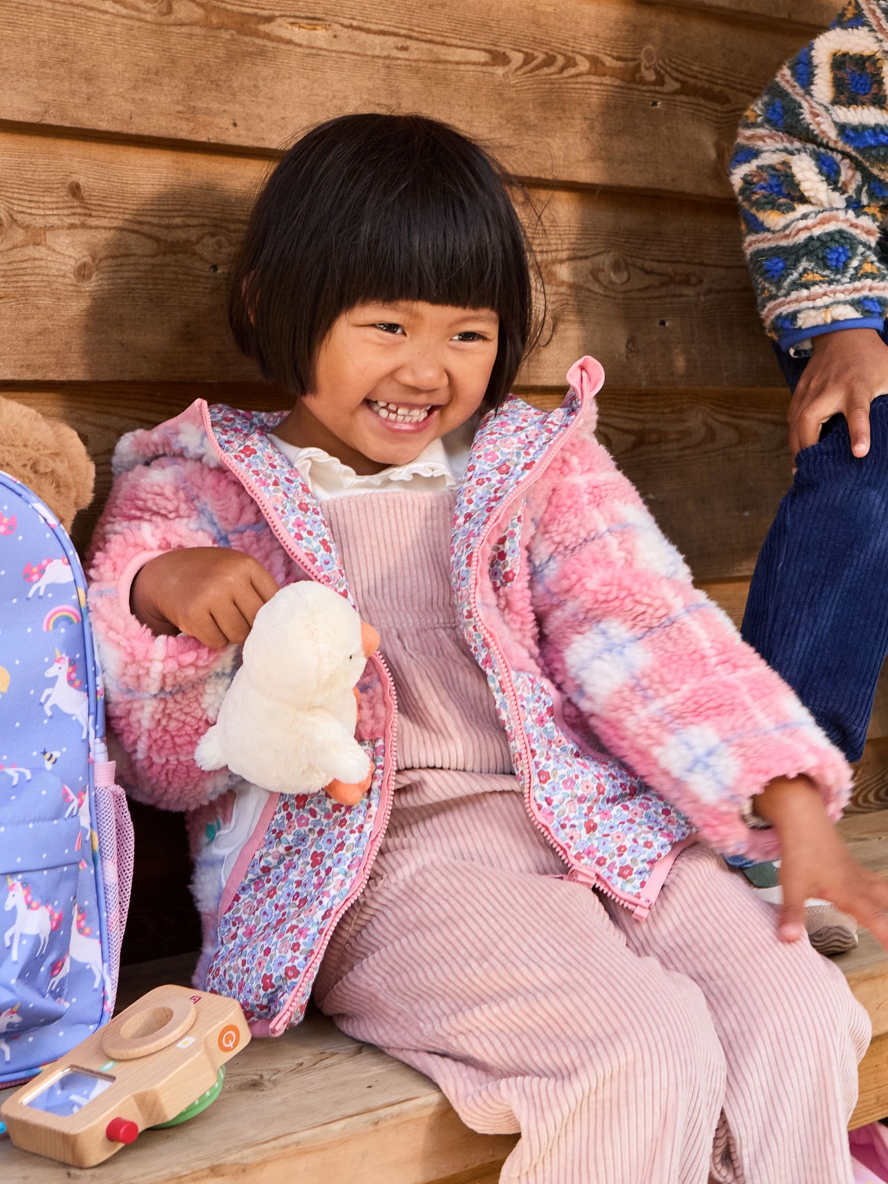 Pink Appliqué Reversible Fleece Jacket (F78622) | $58 - $65