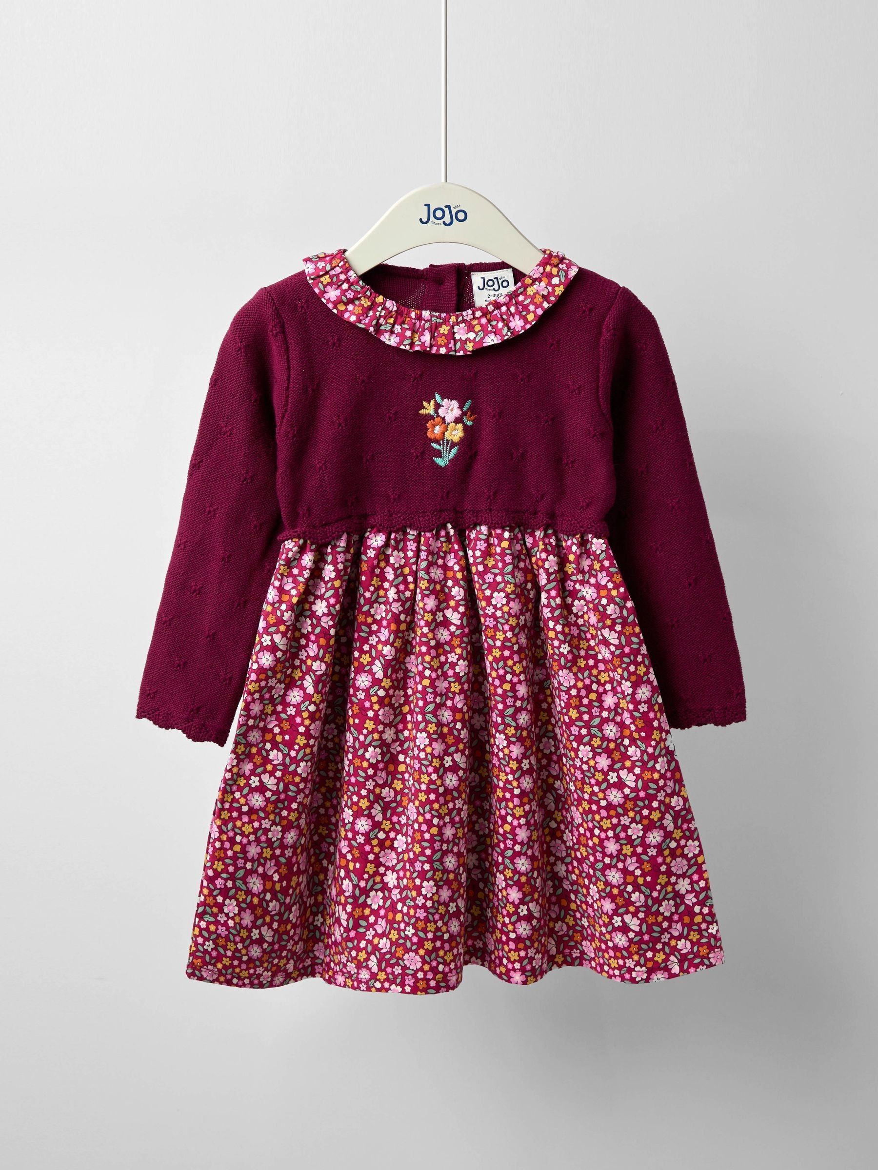 Berry Floral Knitted Combo dress (F78629) | $58 - $69