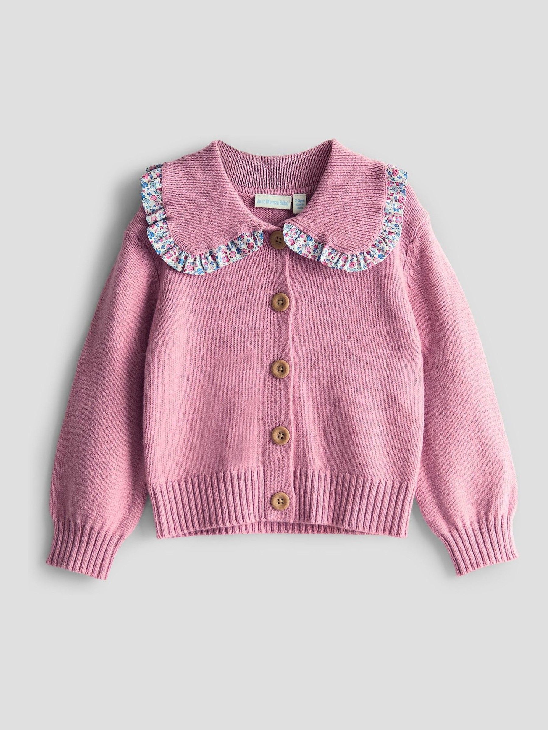 Pink Floral Frill Collar Cardigan (F78880) | $43 - $48