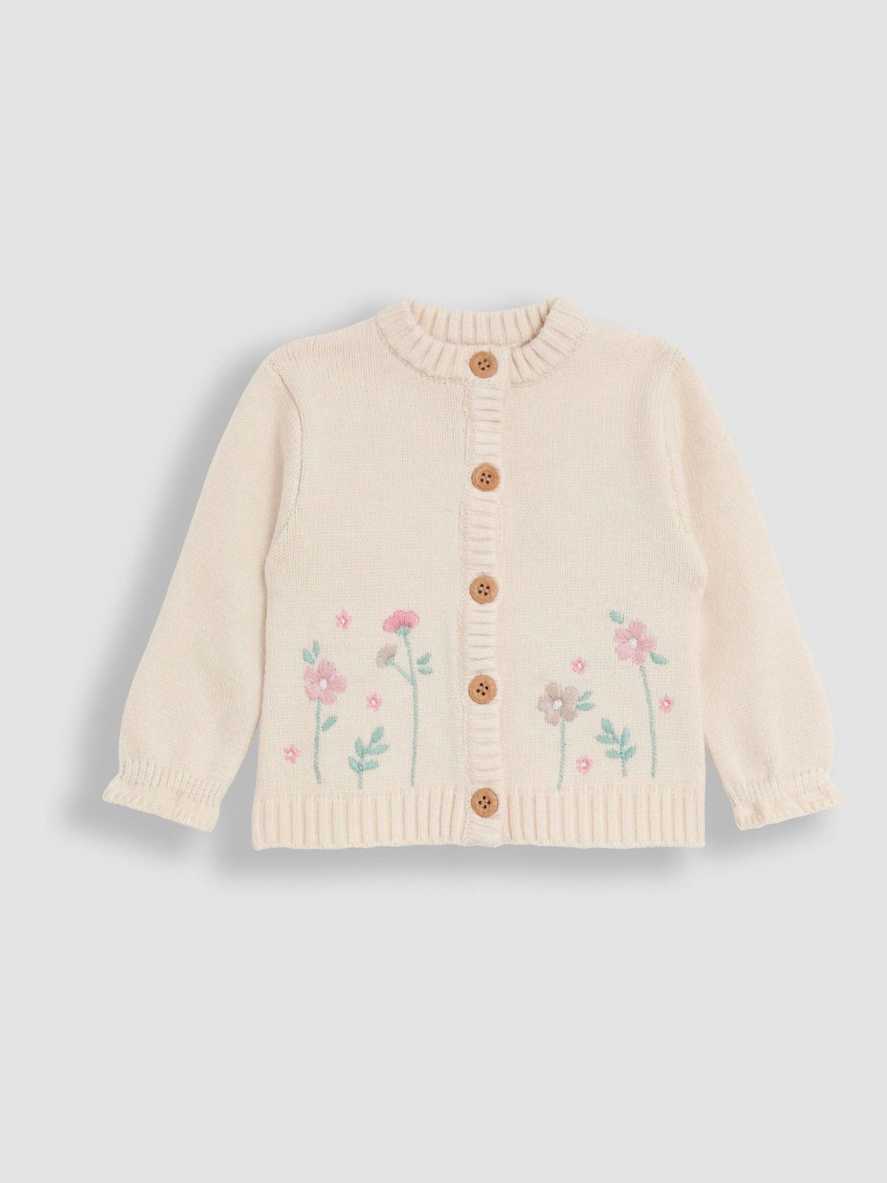 Cream Floral Embroidered Cardigan (F79735) | $45 - $46