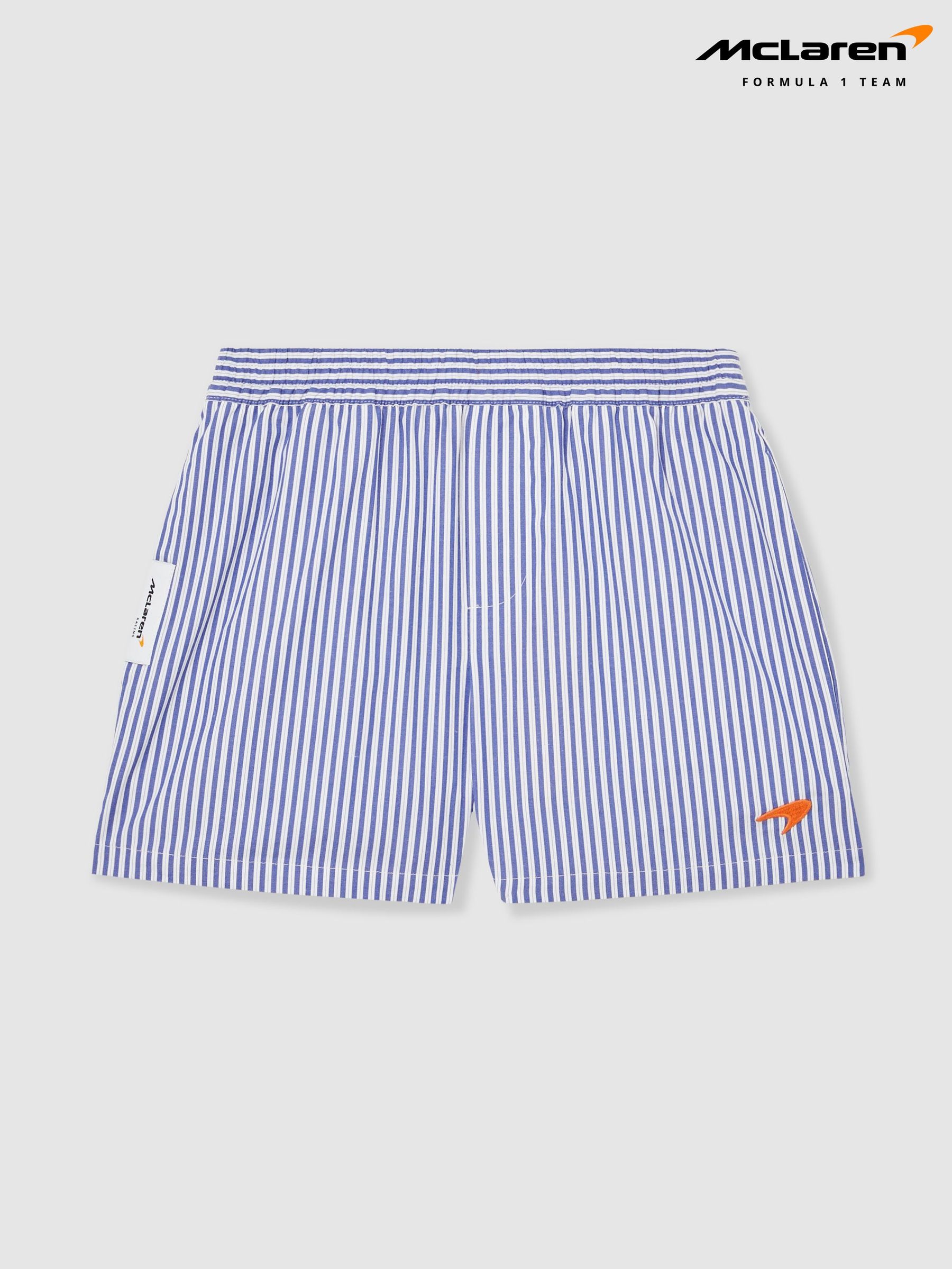 McLaren F1 Team Cotton Stripe Shorts in Blue/White (F81504) | €55