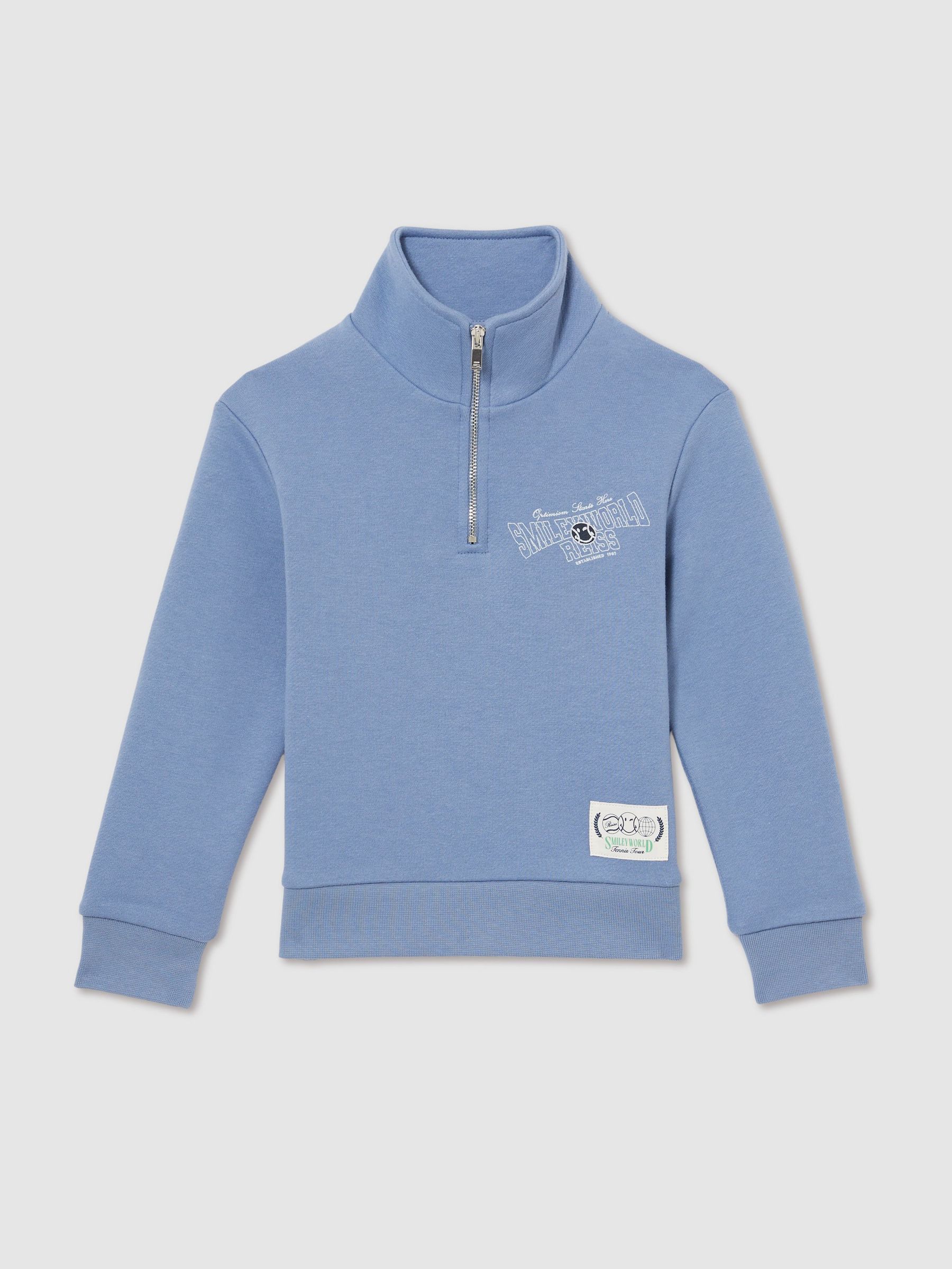 13-14 yrs SmileyWorld | Reiss Half-Zip Sweatshirt Unisex Fit in Blue (F81665) | €65