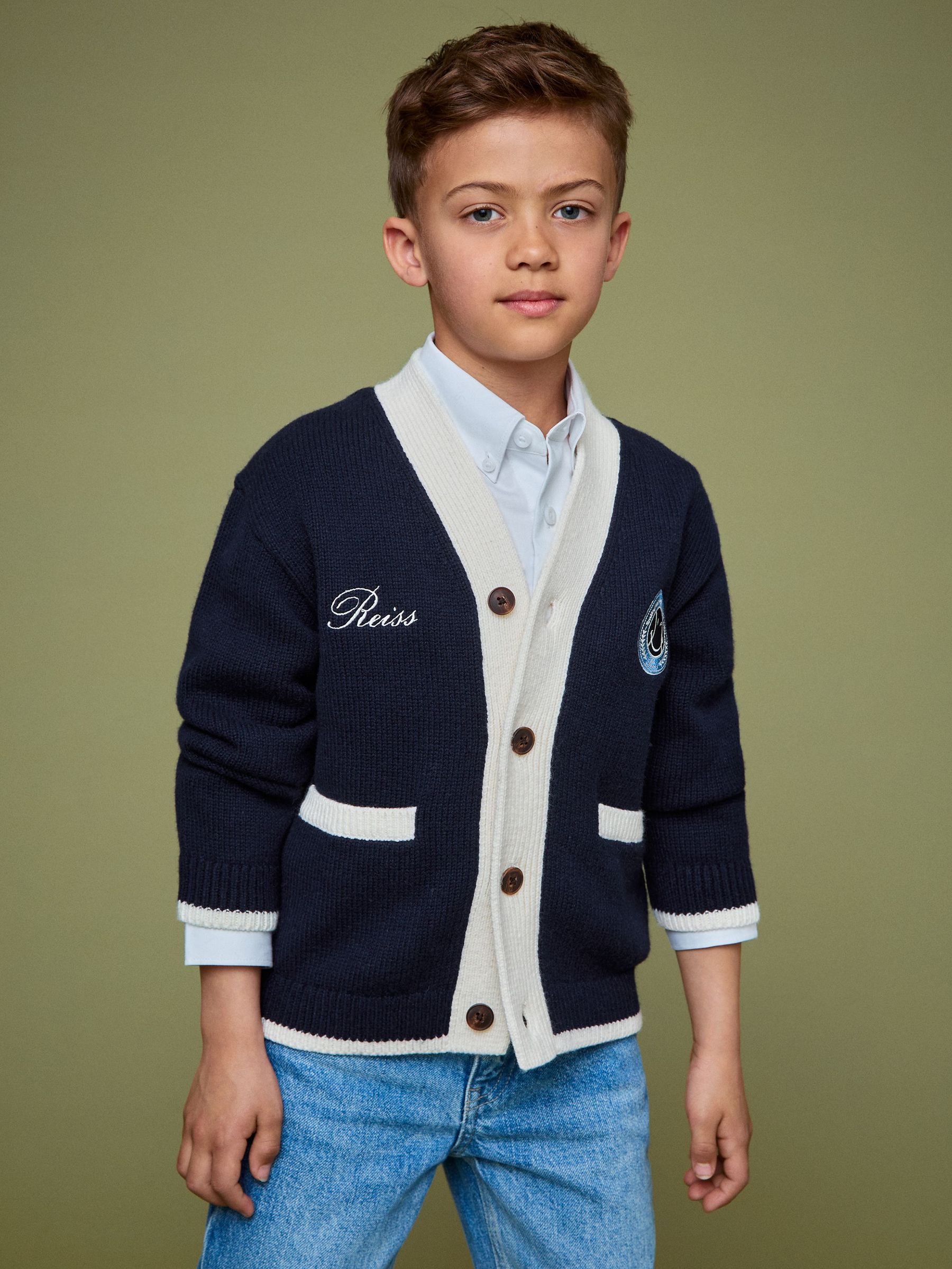 3-9 yrs SmileyWorld | Reiss Logo Cardigan Unisex Fit in Off White (F81750) | €75