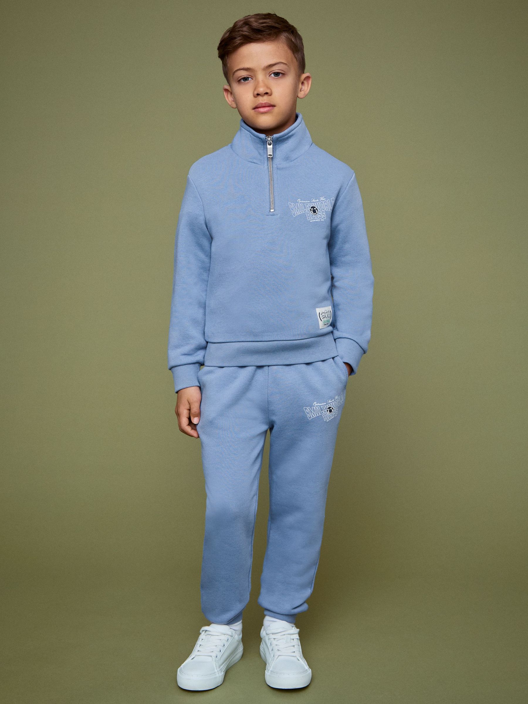 3-9 yrs SmileyWorld | Reiss Half-Zip Sweatshirt Unisex Fit in Blue (F81762) | €55