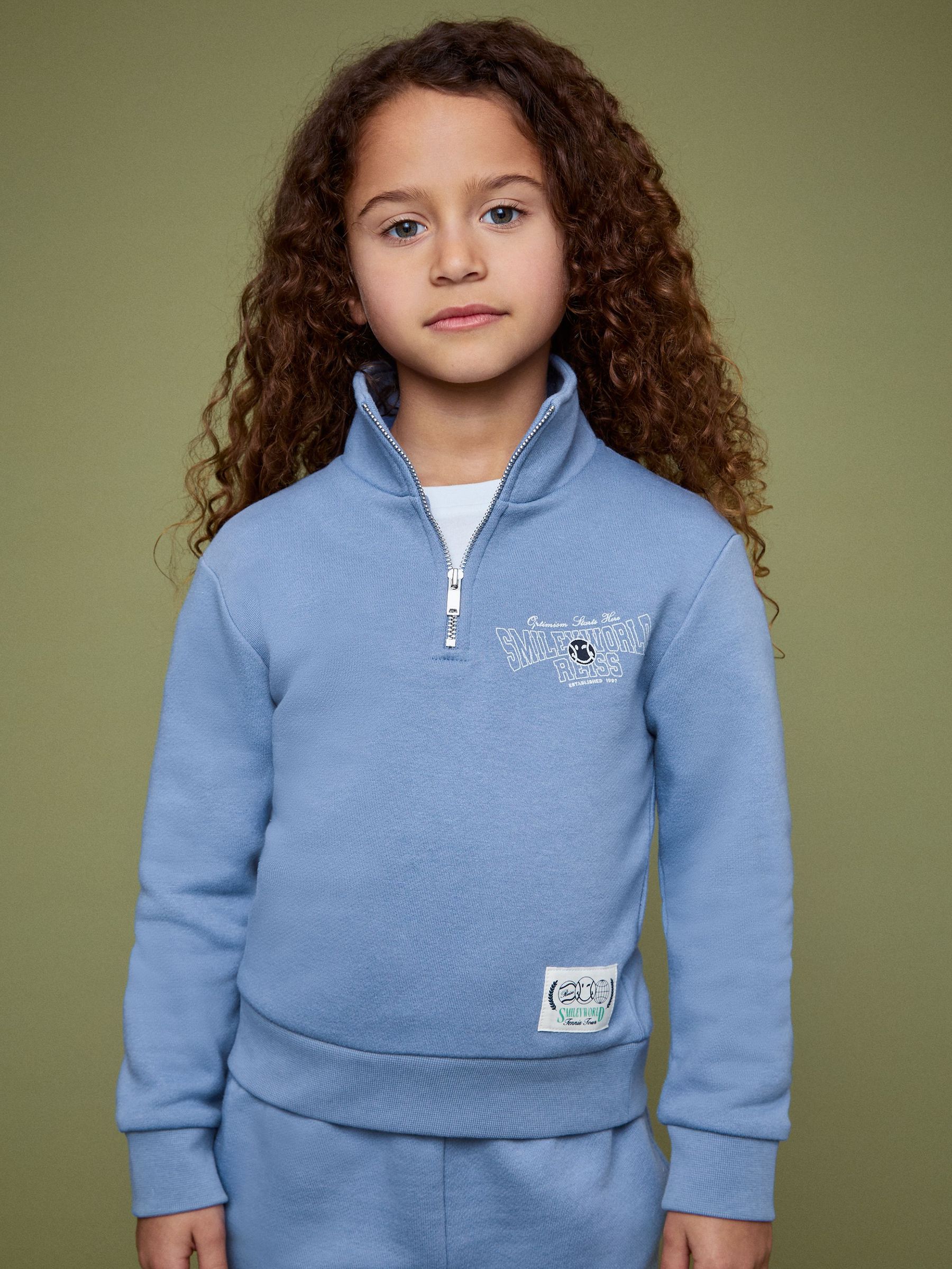9-13 yrs SmileyWorld | Reiss Half-Zip Sweatshirt Unisex Fit in Blue (F81773) | €60