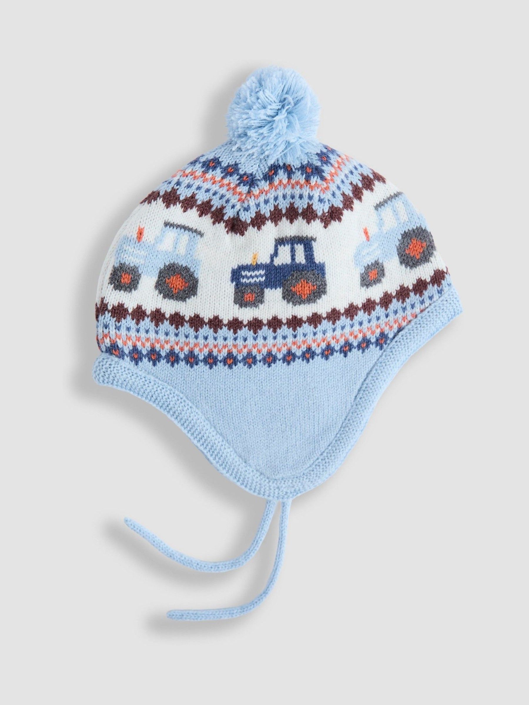 Denim Blue Tractor Cosy Pom Pom Rib Hat (F81945) | $28