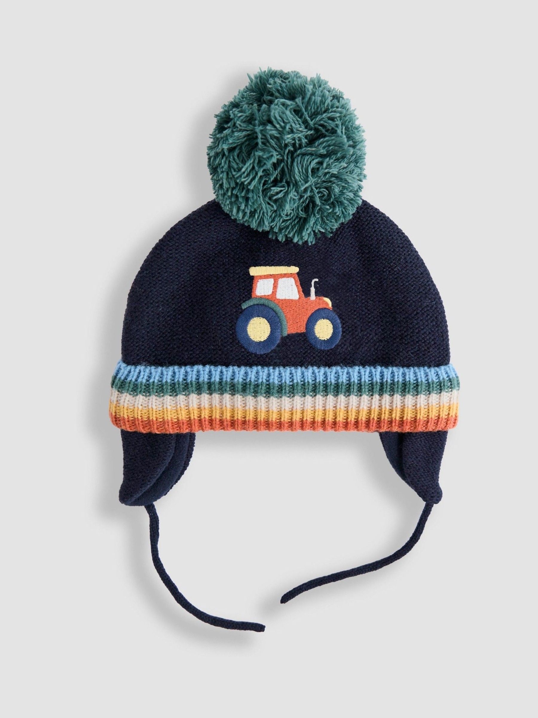 Navy Tractor Cosy Pom Pom Rib Hat (F81958) | $28