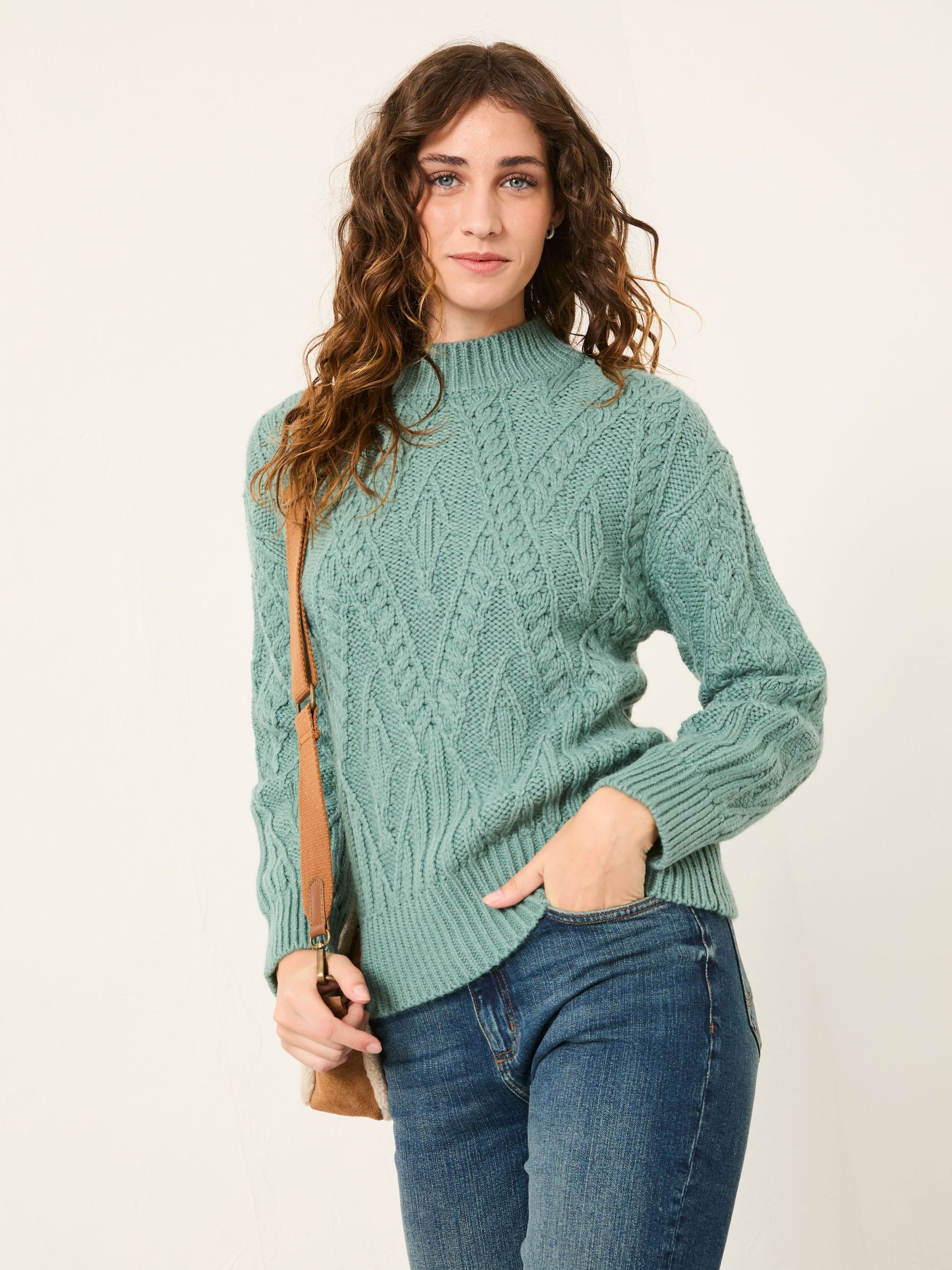 Casey Teal Blue Knitted Jumper (F82314) | $96