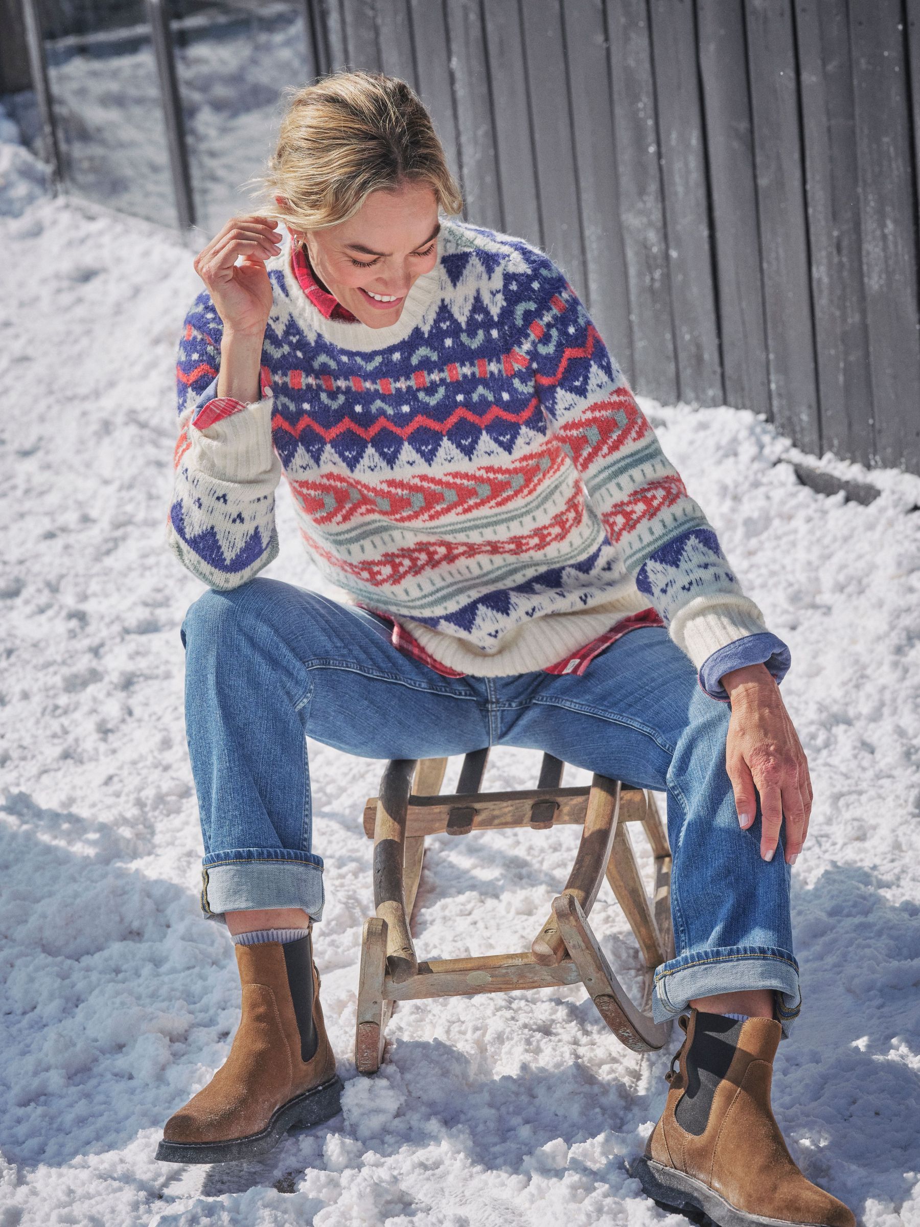 Sadie Natural Fairisle Knitted Crew Jumper (F82326) | €76.50