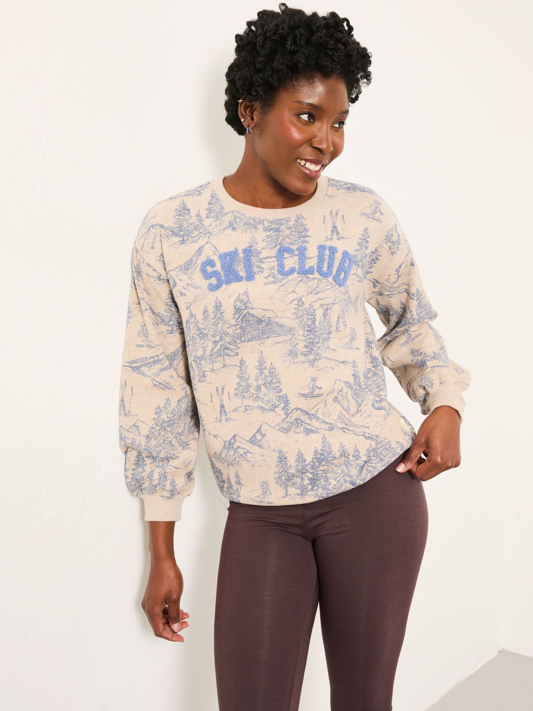 Alex Natural Ski Club Crew Sweatshirt (F82429) | $86