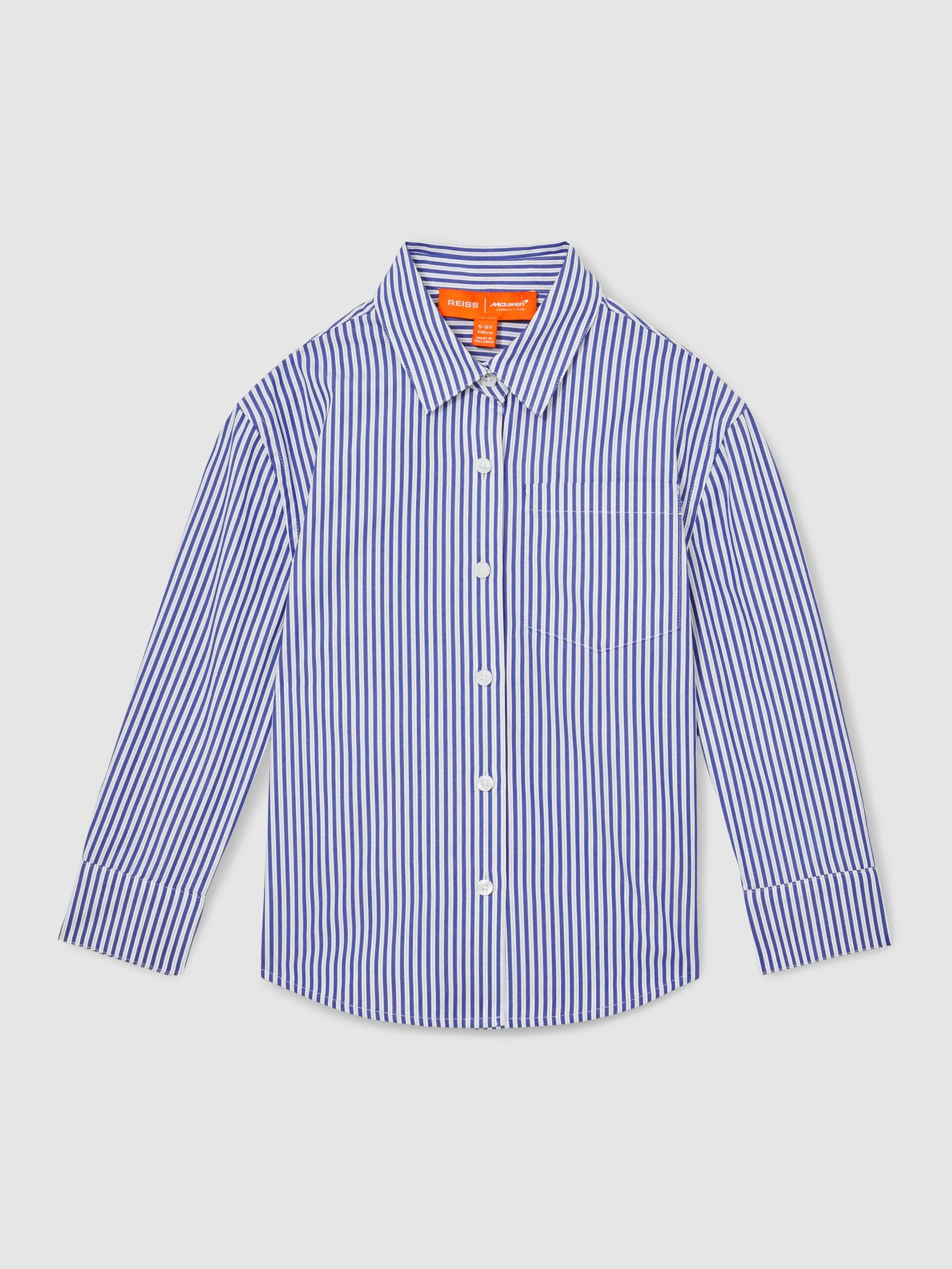 McLaren F1 Team Cotton Stripe Shirt in Blue/White (F82759) | US$70