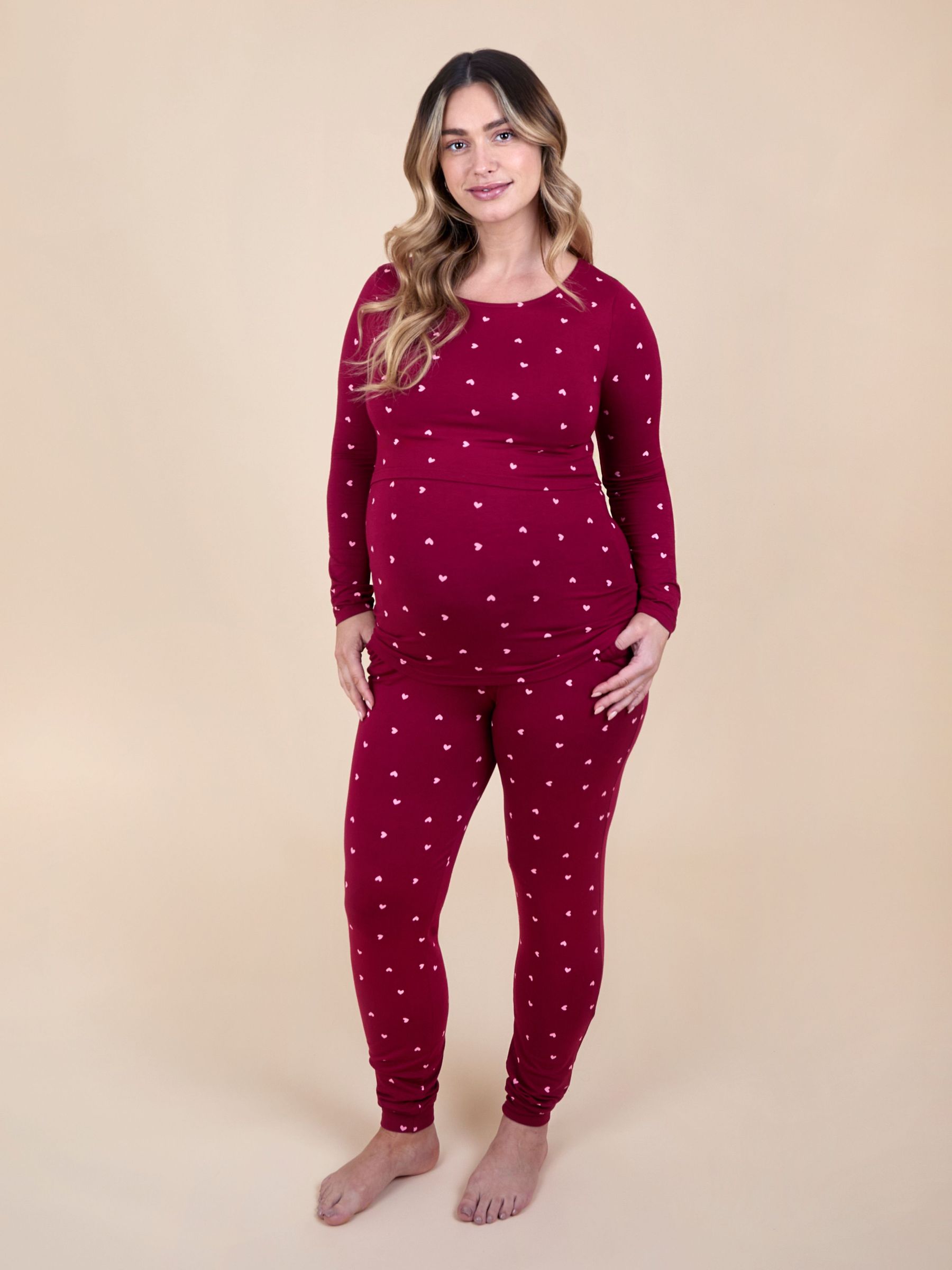 Red Maternity & Nursing Heart Pyjama Set (F86385) | $68