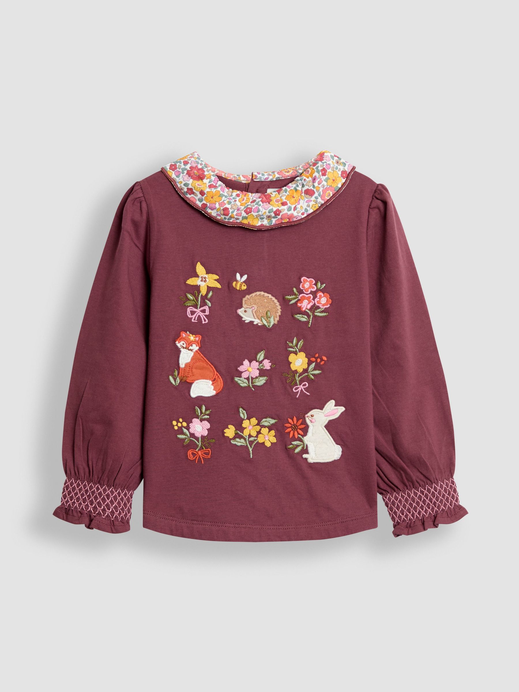 Purple Appliqué Ditsy Collar Top (F86411) | $29 - $34