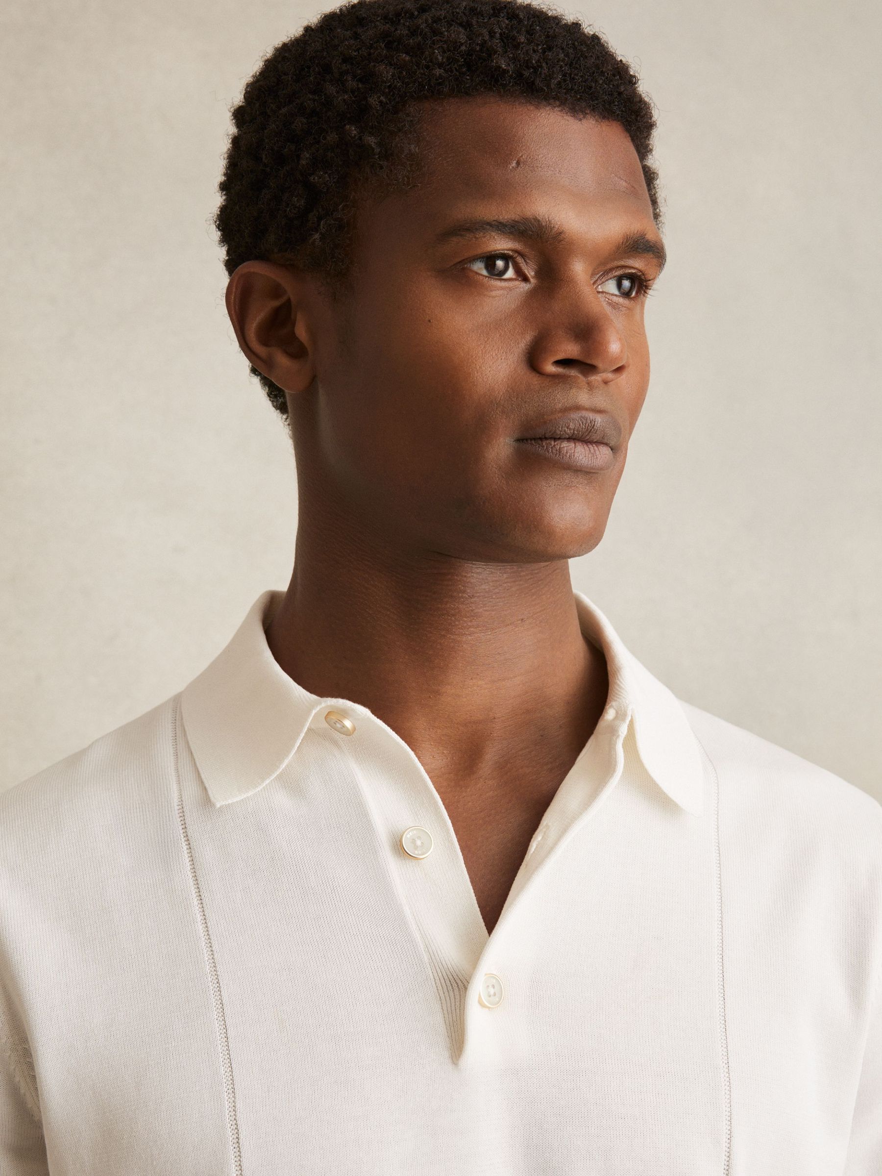 Cotton-Silk Polo Shirt in Off White (F87301) | CA$215