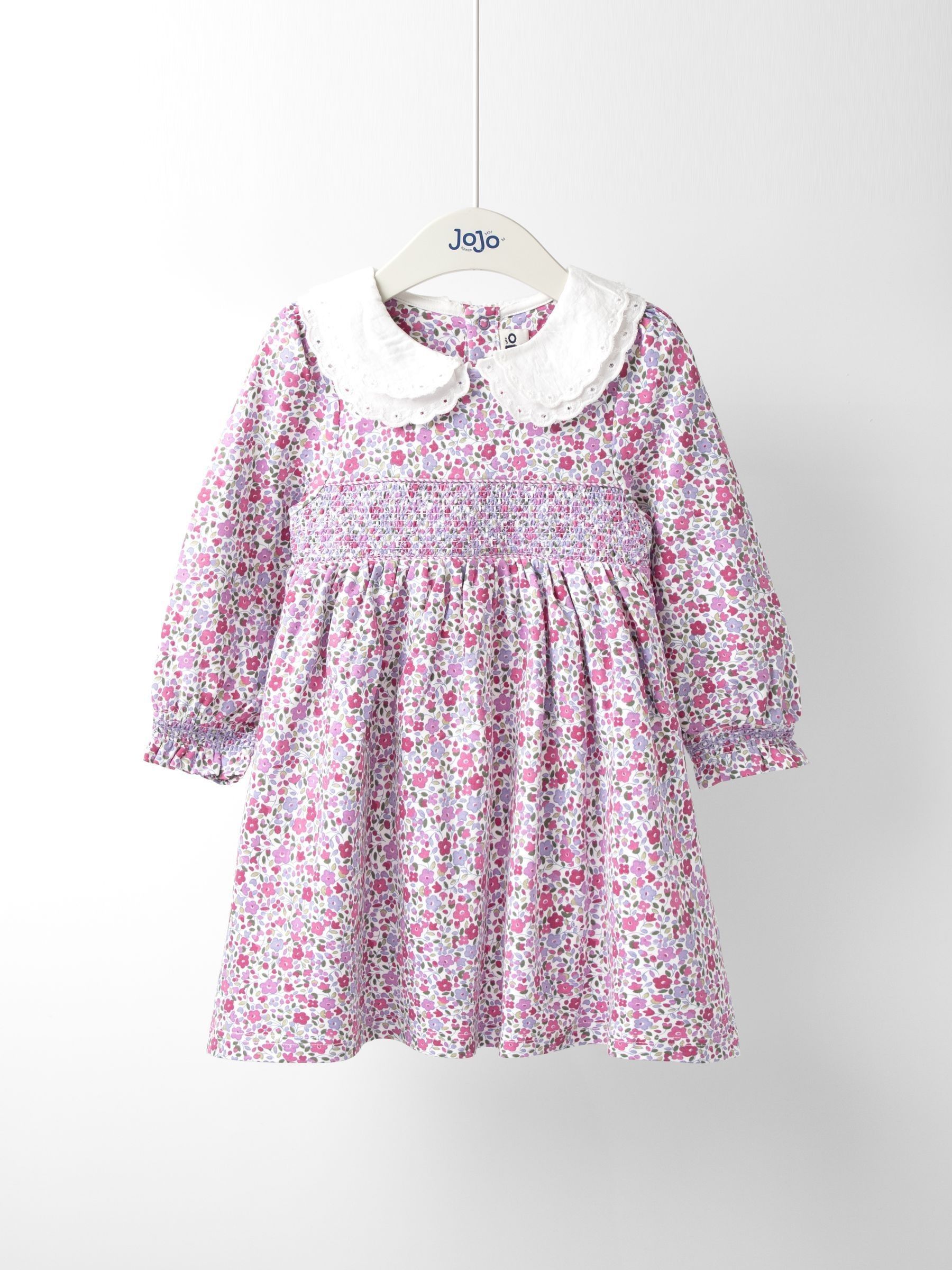 Lilac Purple Ditsy Floral Smocked Jersey Dress (F87373) | $41 - $46