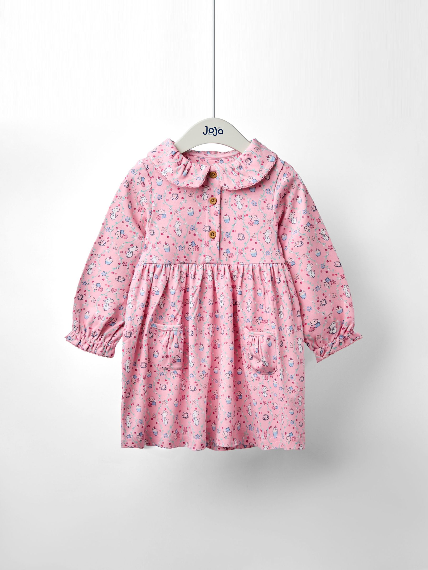 Pink Mouse Tea Party Button Front Frill Collar Dress (F87386) | $39 - $45