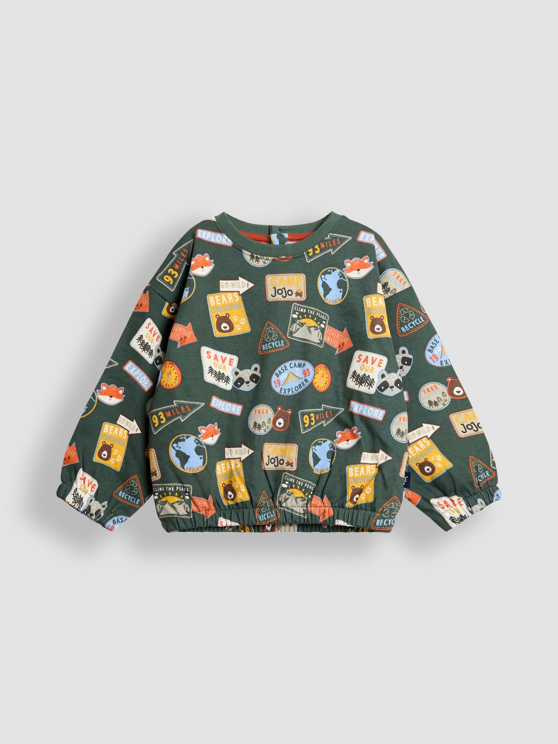 Khaki Green Adventure Badge Printed Sweatshirt (F87406) | $39 - $45