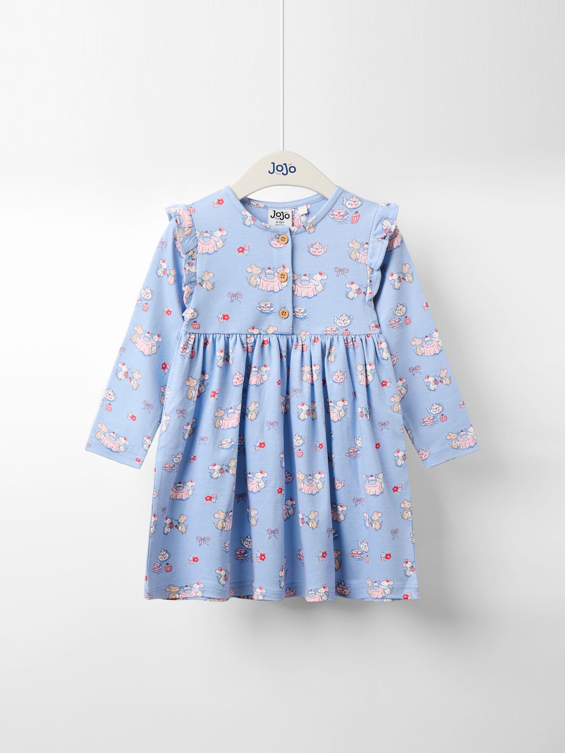 Blue Mouse Tea Party Button Front Frill Dress (F87411) | $39 - $45