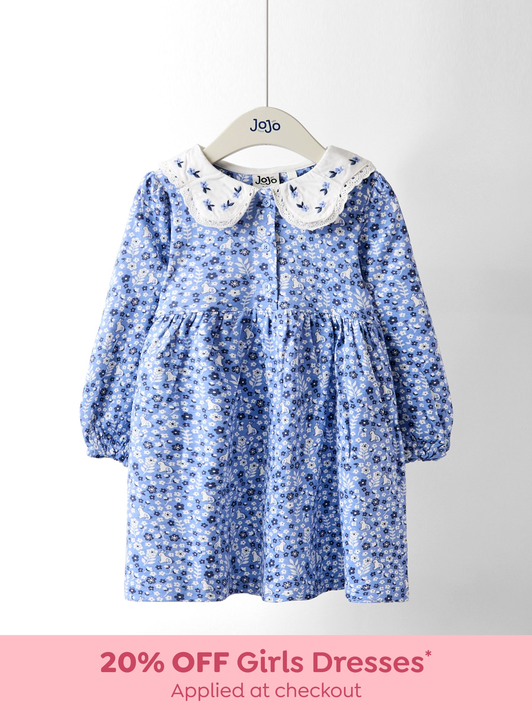 Blue Bunny Embroidered Collar Button Front Dress (F87419) | $36 - $41