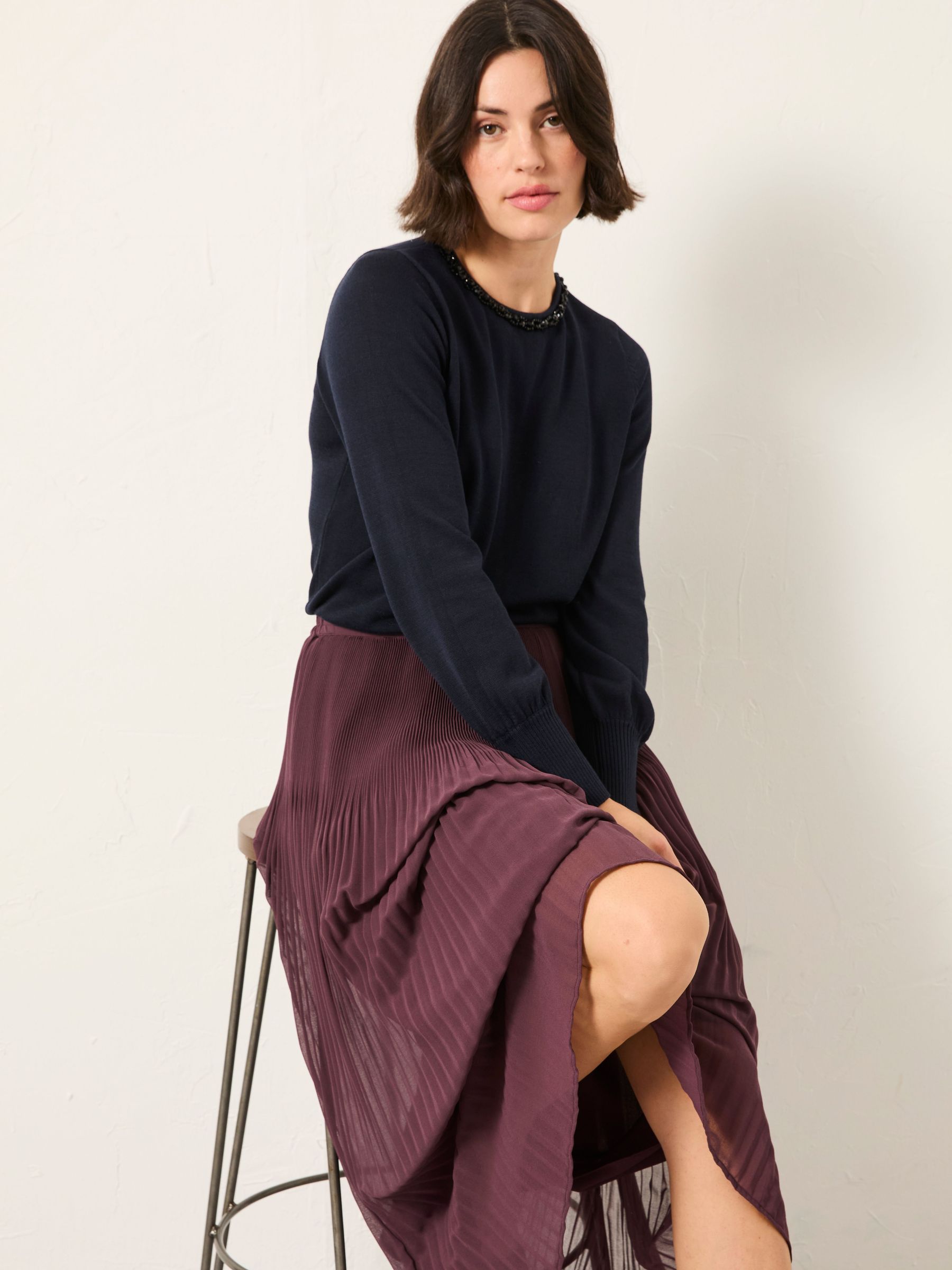 Raya Navy Embellished Knitted Top (F87764) | €76.50