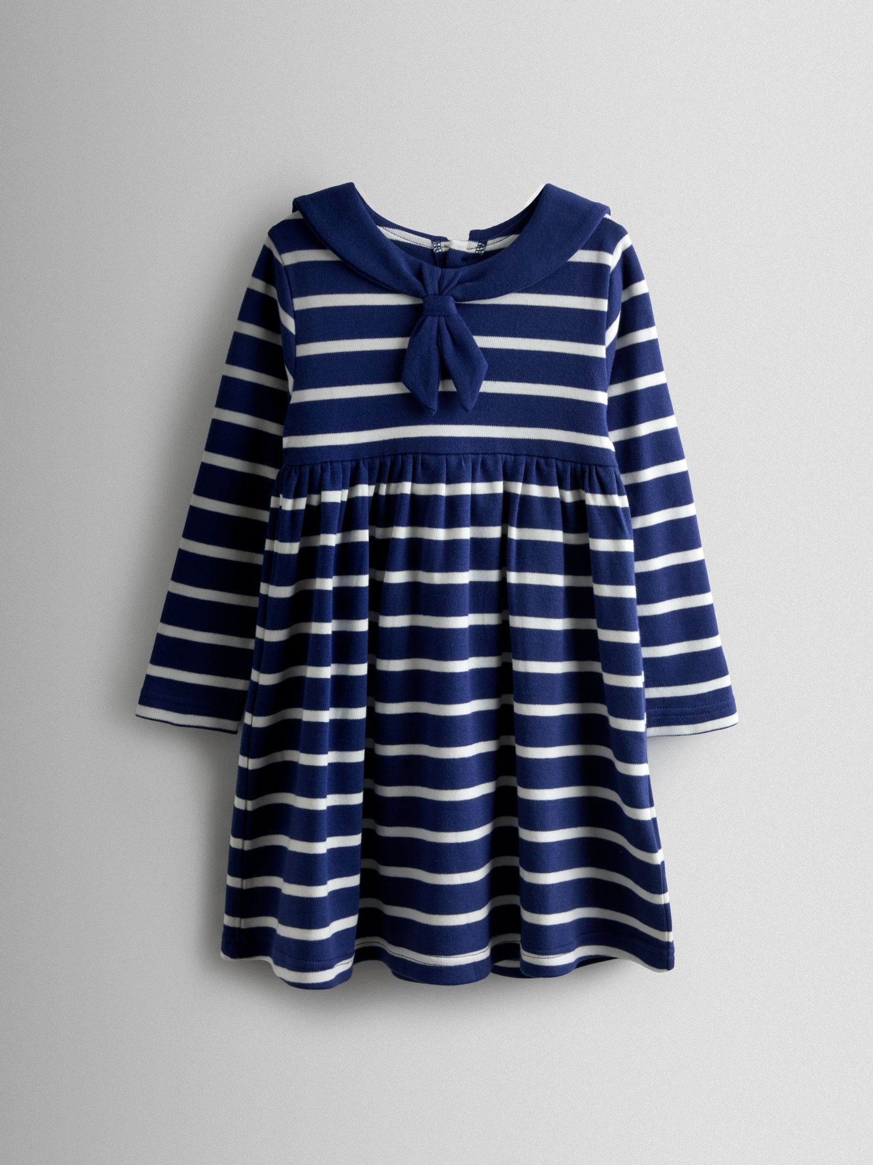 Navy Blue Long Sleeve Sailor Jersey Dress (F89478) | $34 - $39