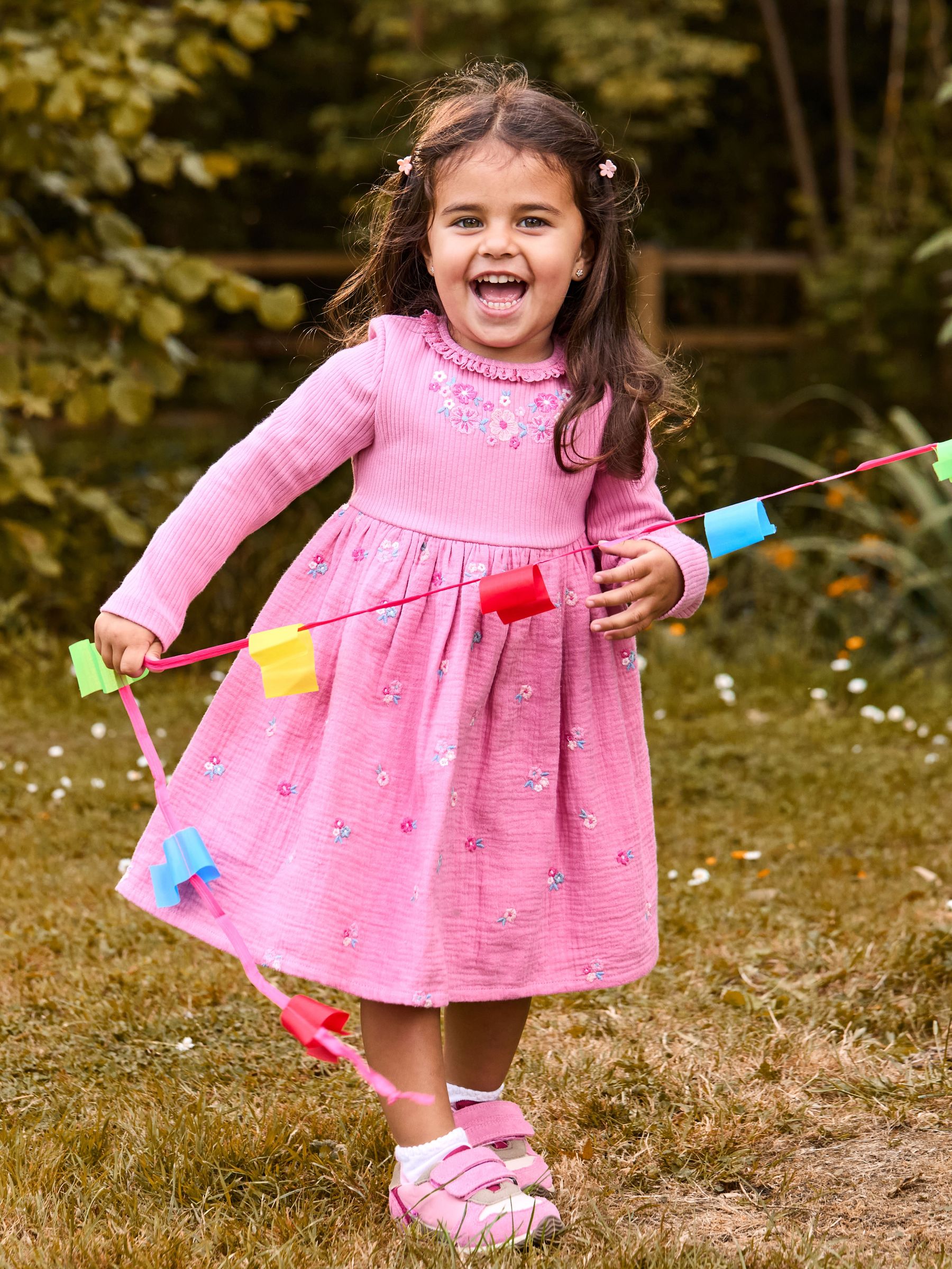 Pink Embroidered Rib Cheesecloth Dress (F89480) | $46 - $51