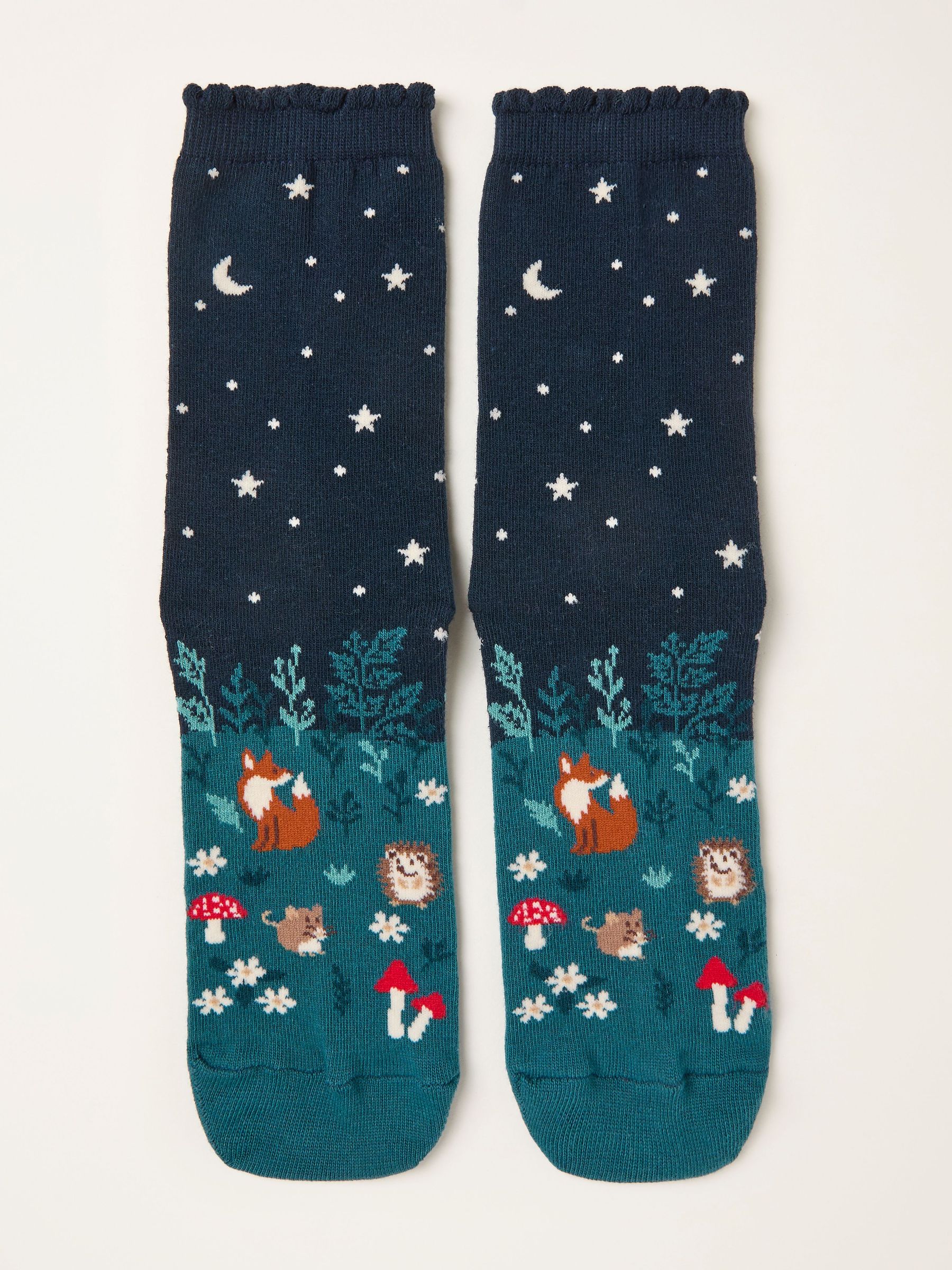 Navy Woodland Scene Socks (F89605) | $12