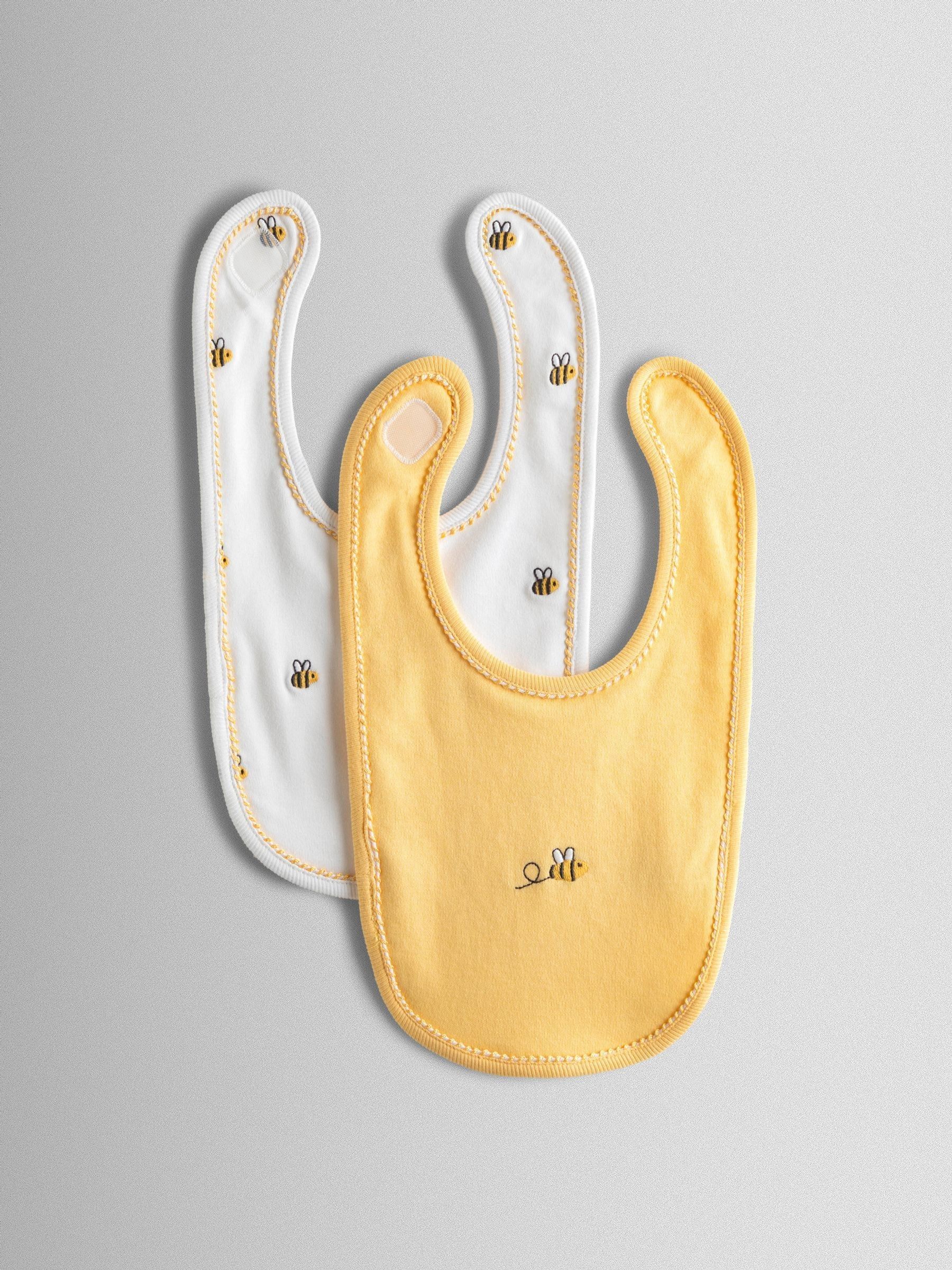 White Bee Embroidered Bib (F89975) | $21