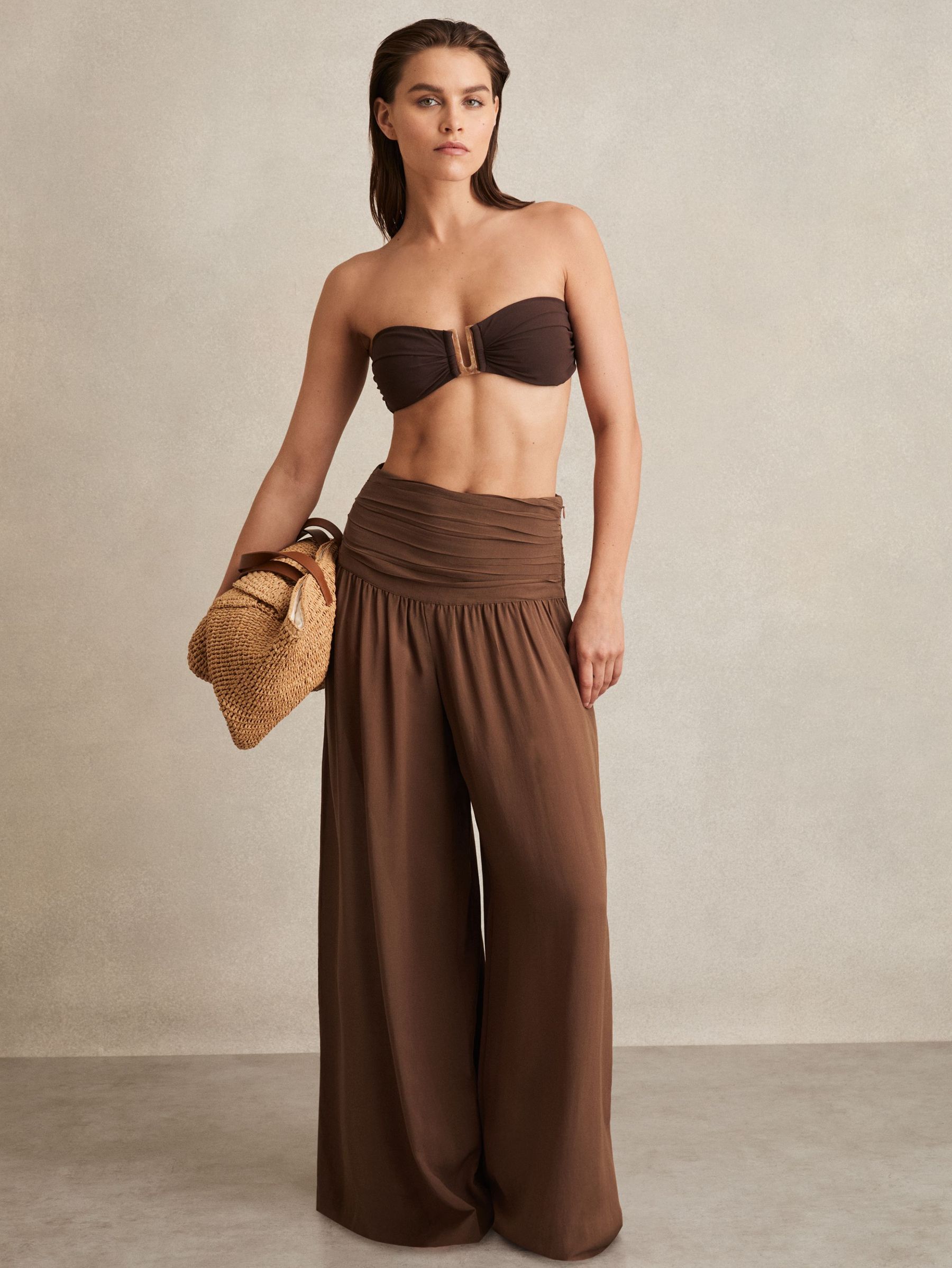 Lyocell Blend Wide Leg Trousers in Brown (F90030) | CHF 215