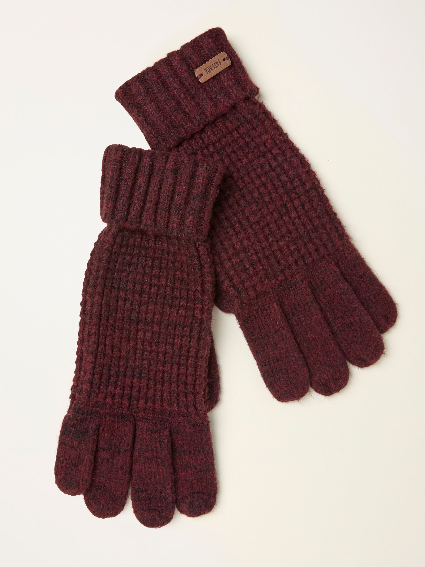 Burgundy Red Waffle Gloves (F90869) | €26