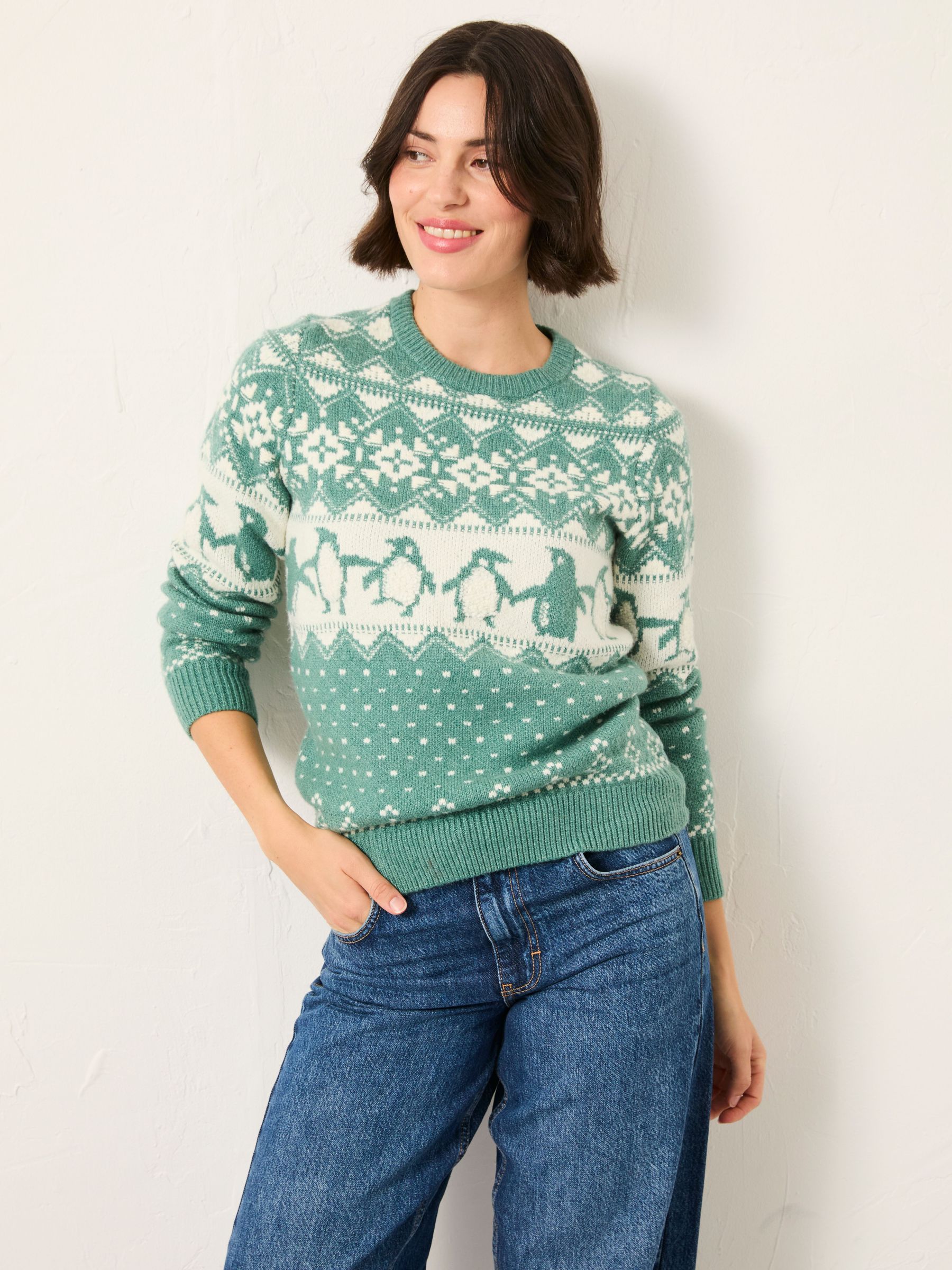 Teal Green Penguin Knitted Jumper (F90876) | €65