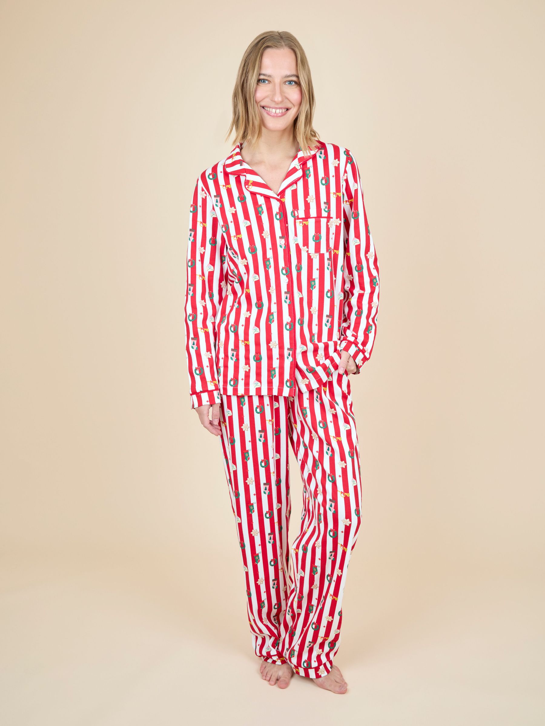 Red Woman's Stripe Christmas Pyjama Set (F91268) | $68