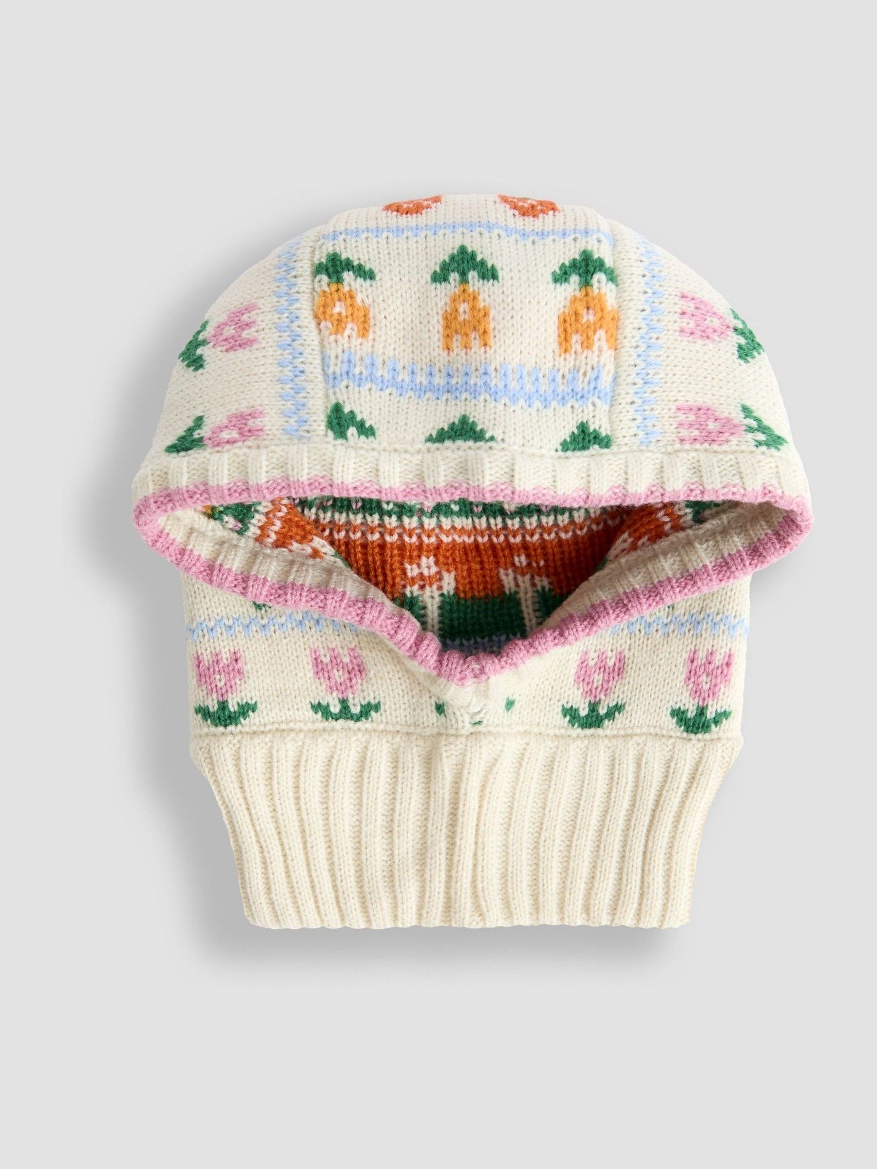 Cream Floral Knitted Balaclava (F91274) | $31