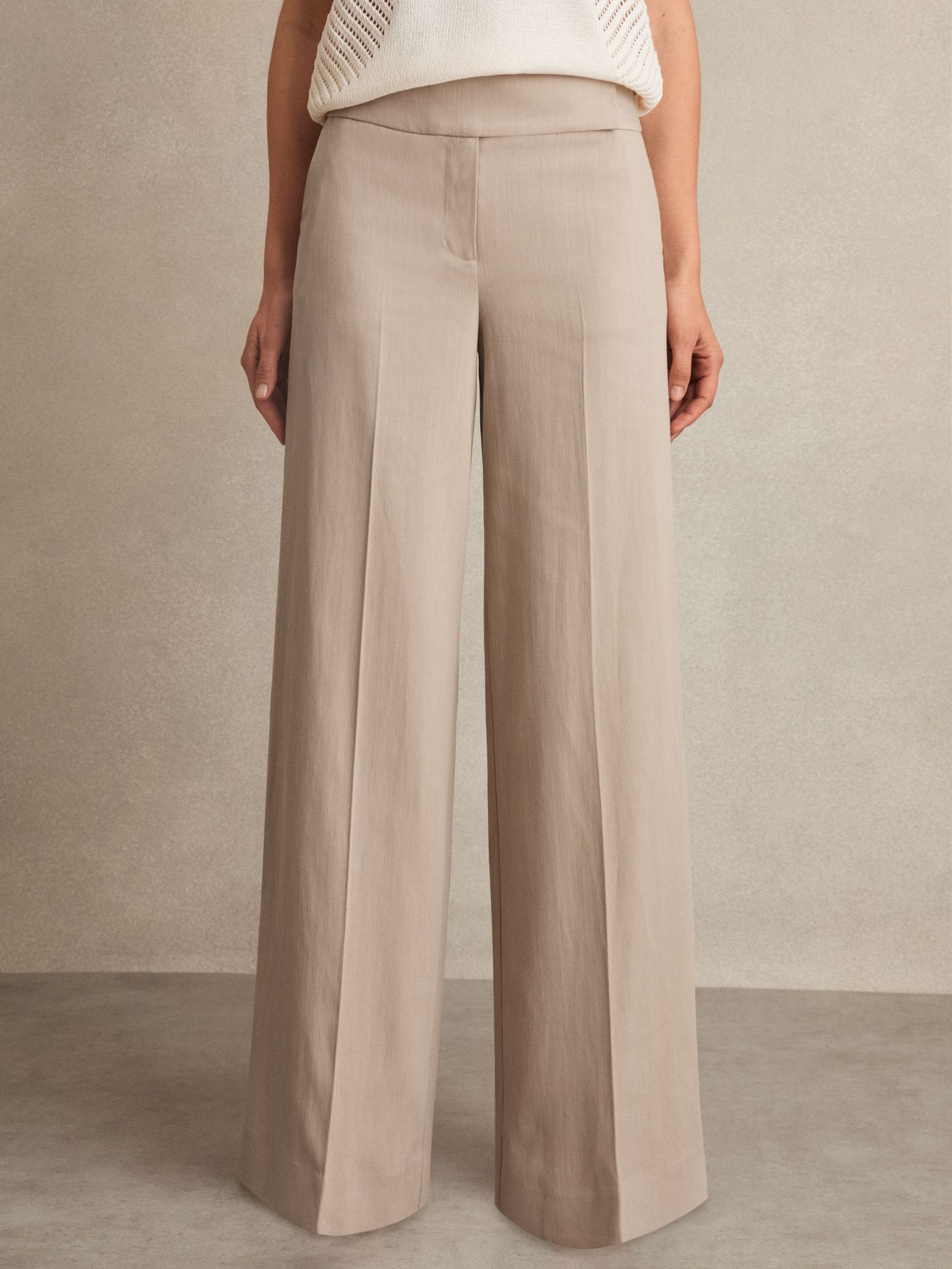 Lyocell-Linen Wide-Leg Trousers in Neutral (F91360) | US$245