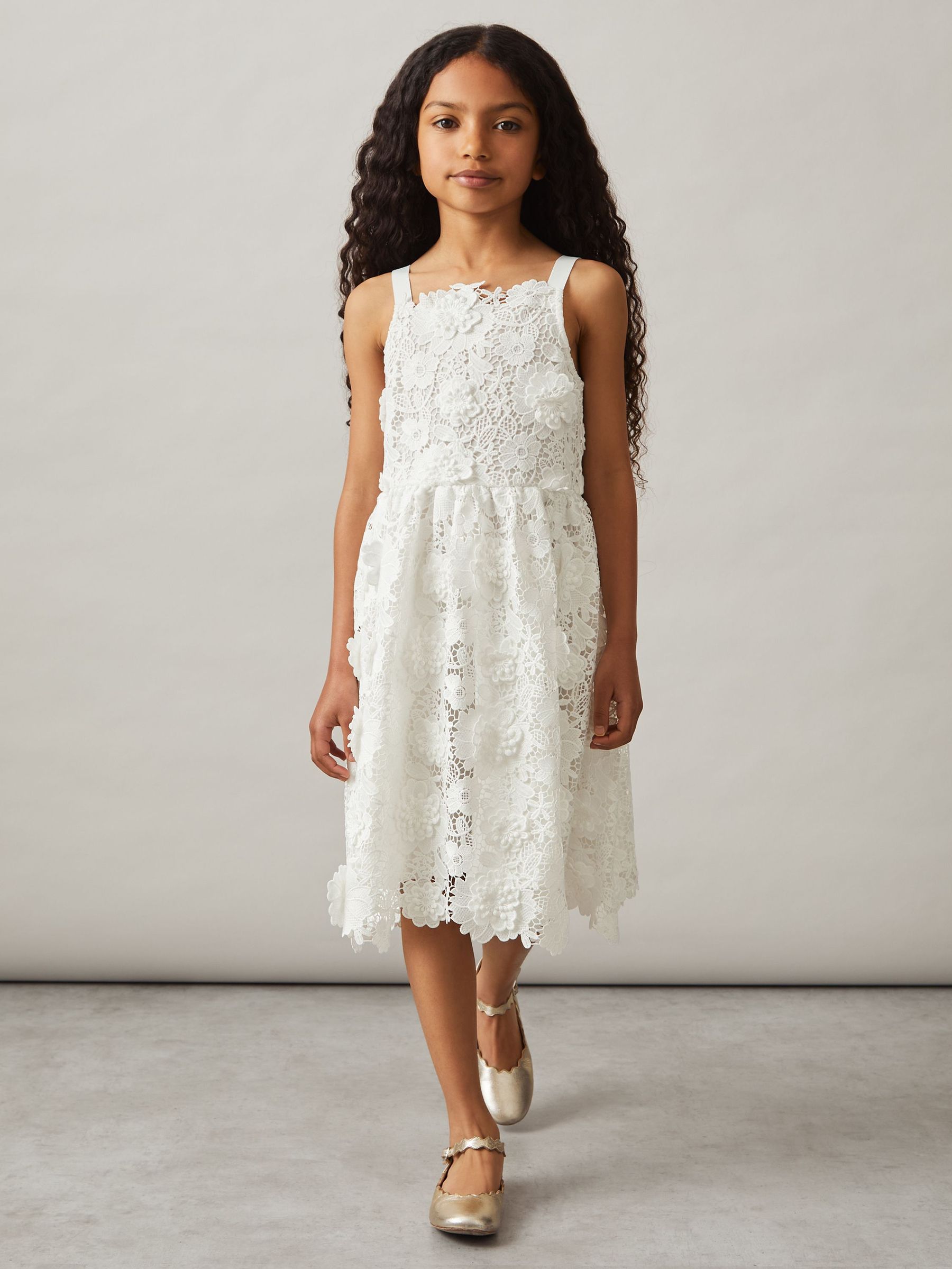 Guipure-Lace Midi Dress in Ivory (F91374) | €135