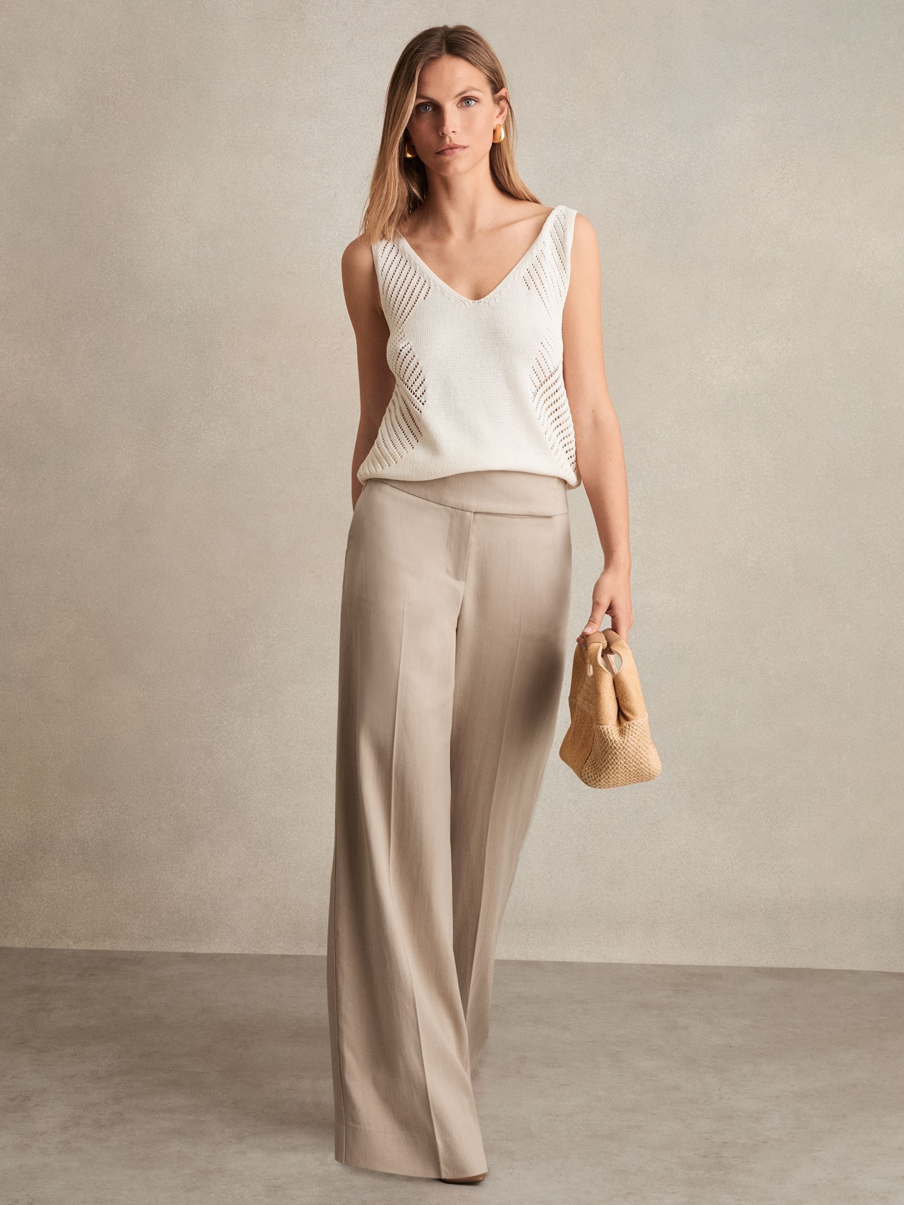 Lyocell-Linen Wide-Leg Trousers in Neutral (F91375) | €220