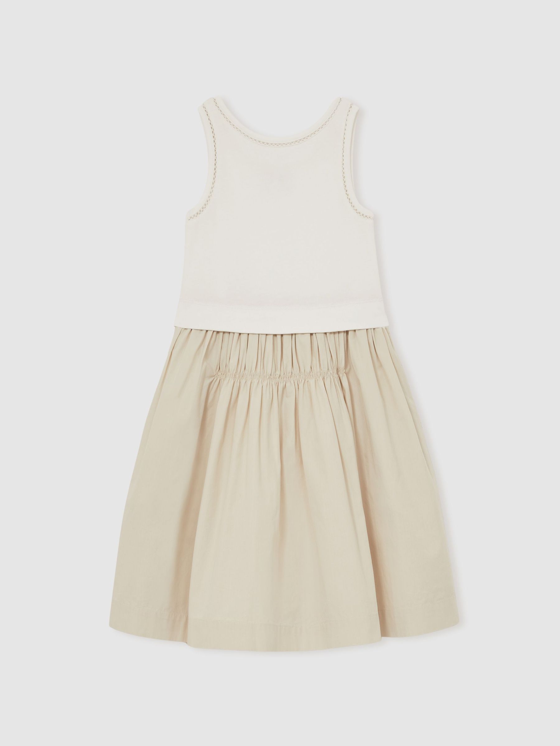 Cotton Layered Sleeveless Midi Dress in Neutral (F91378) | €75
