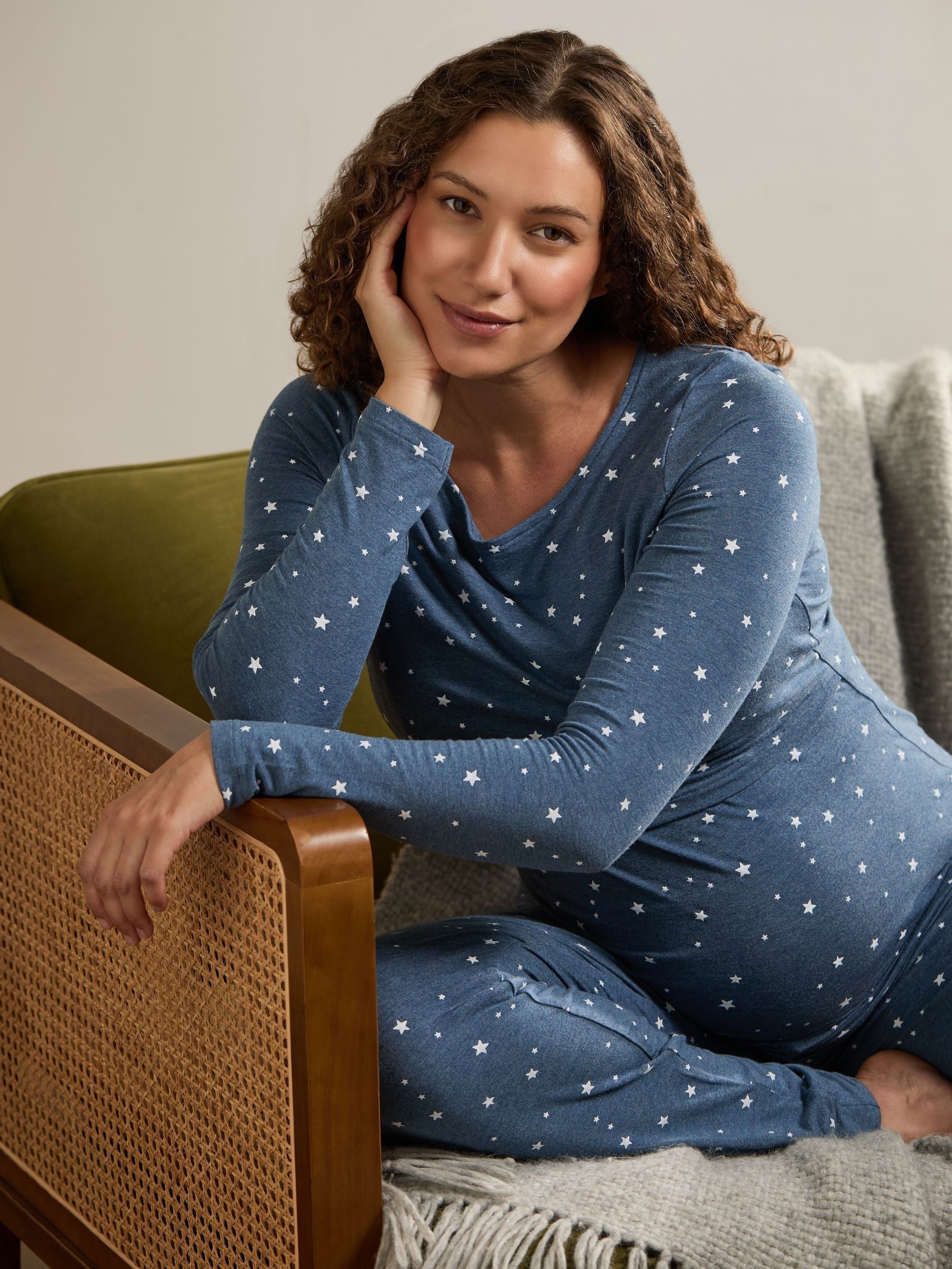 Blue Maternity & Nursing Leopard  Pyjama Set (F93794) | $68